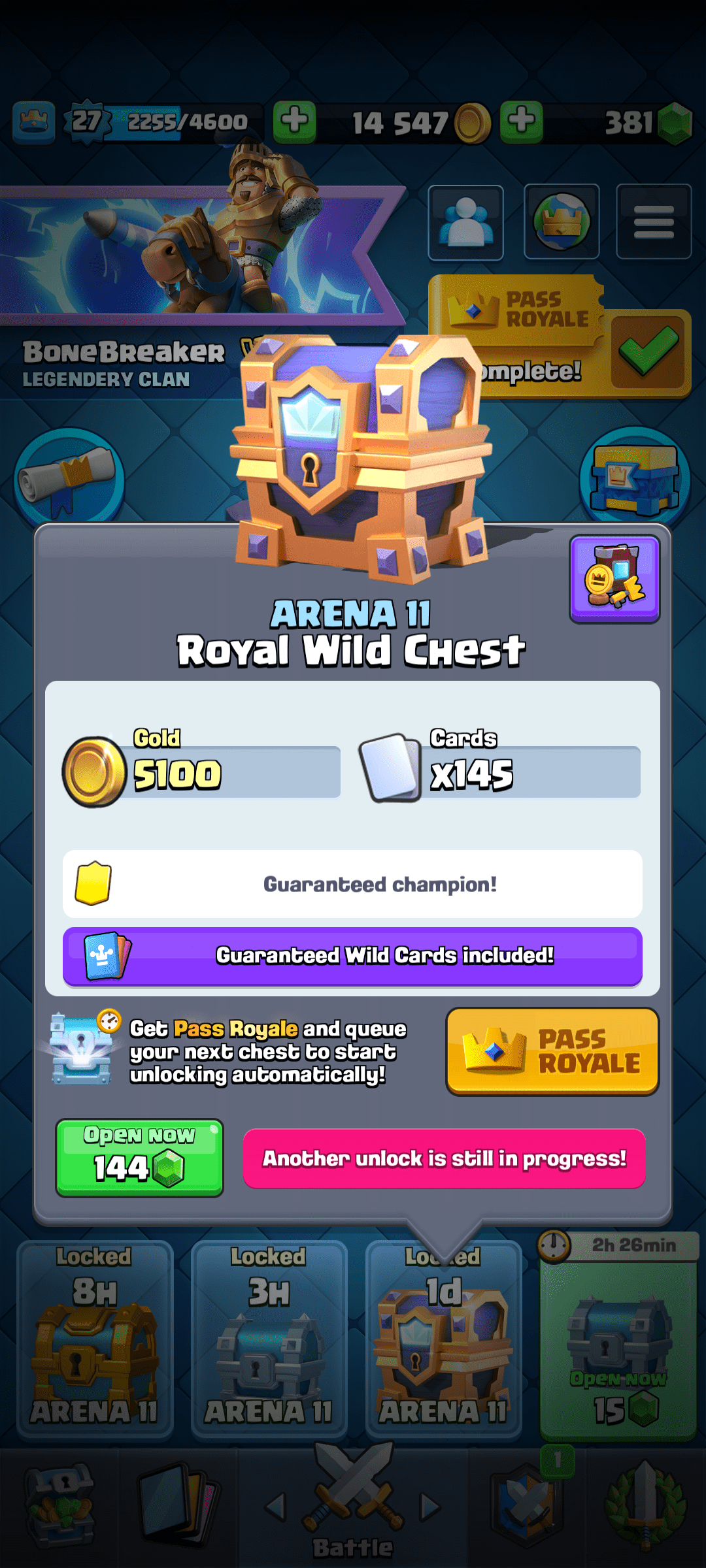 So, Will I be getting a champion card if I got a Royal Wild Chest on