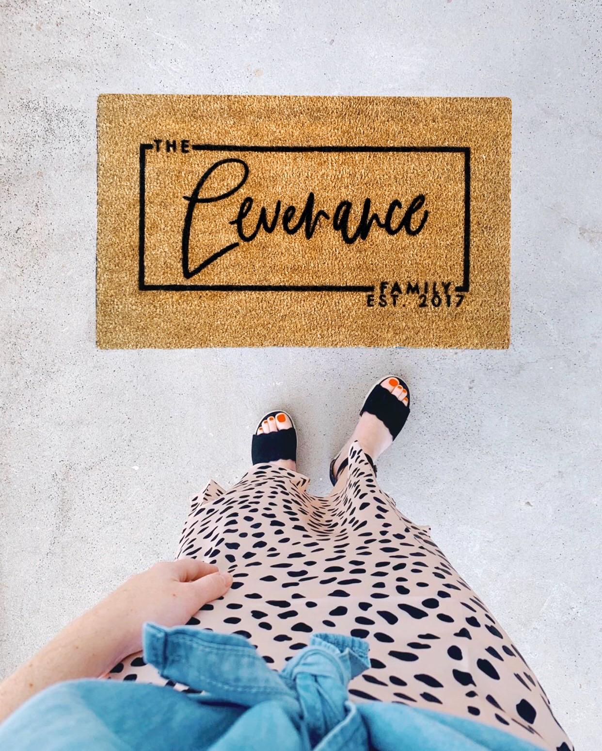 handlettered doormat for a family friend r/handlettering