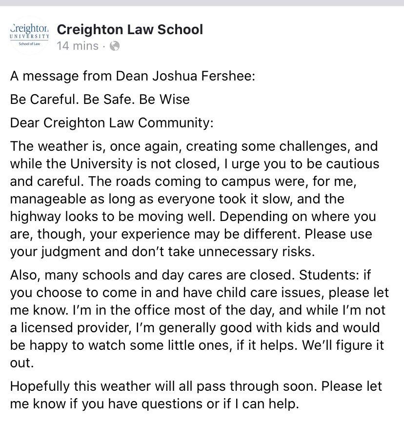 All the k12 schools closed so our Dean offered to babysit. LawSchool