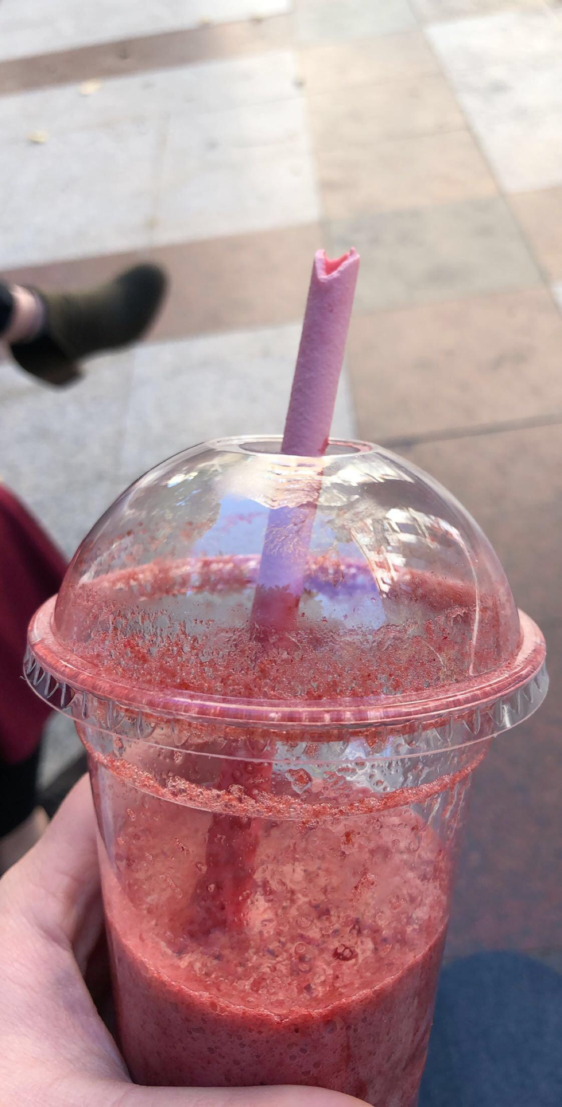 My juice came with an edible (strawberryflavored) straw r