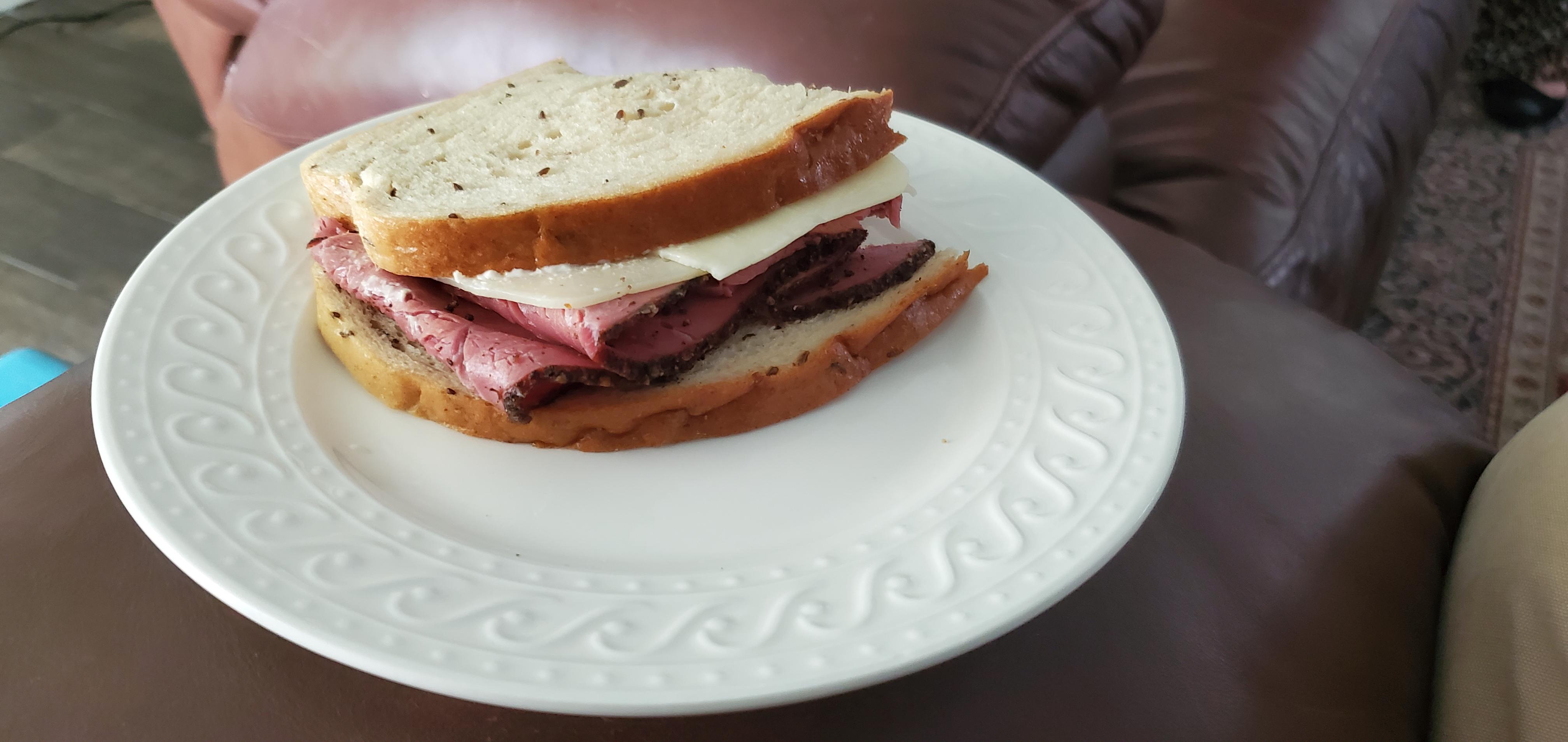 Pastrami, Baby Swiss, Horseradish, Rye r/eatsandwiches