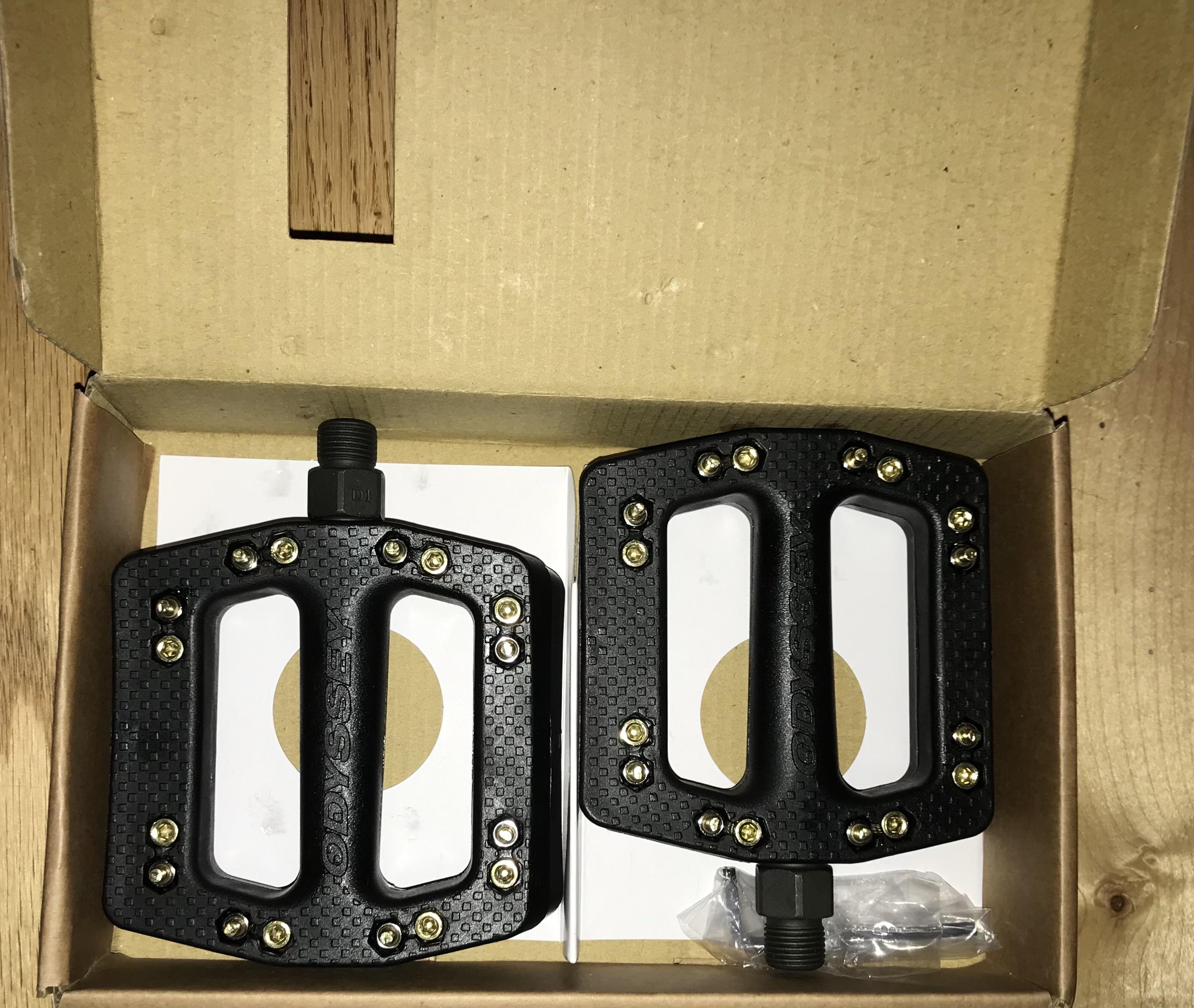 The odyssey jc pedals are one of the best pedals they are plastic and