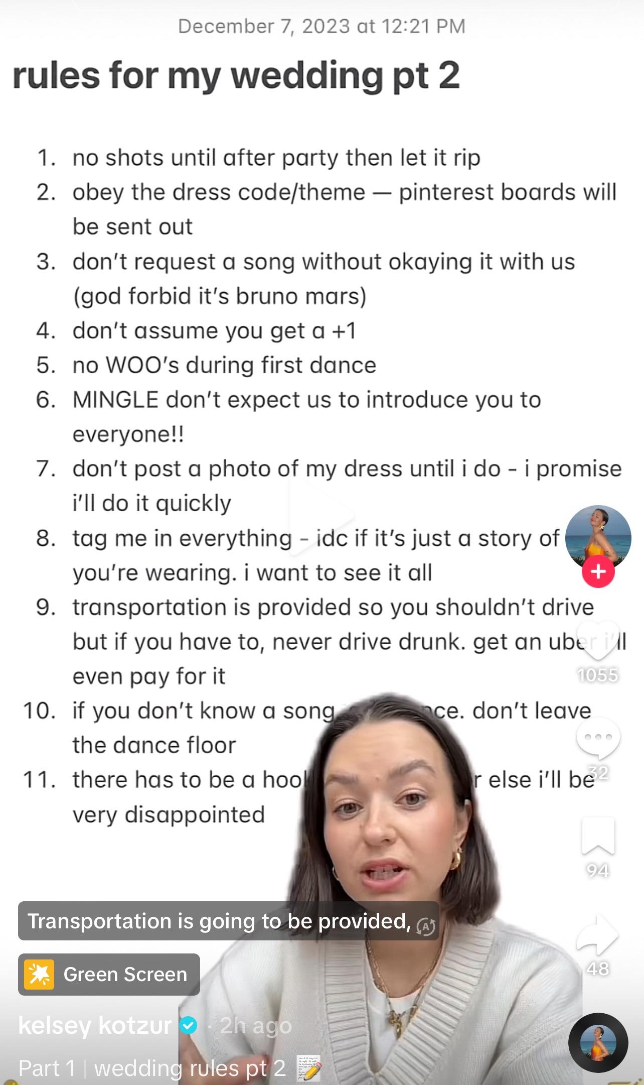 Kelsey Kotzur’s Wedding Rules Part 2 r/NYCinfluencersnark