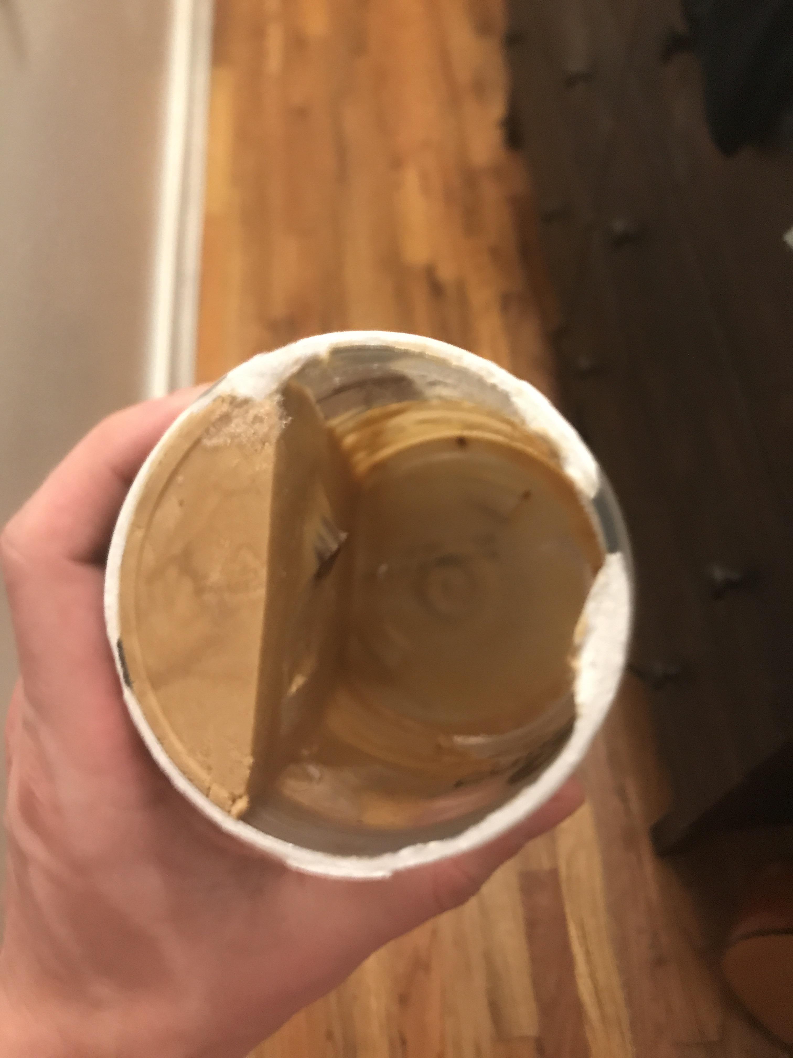 The ice cream melted and then froze at a perfect right angle from the