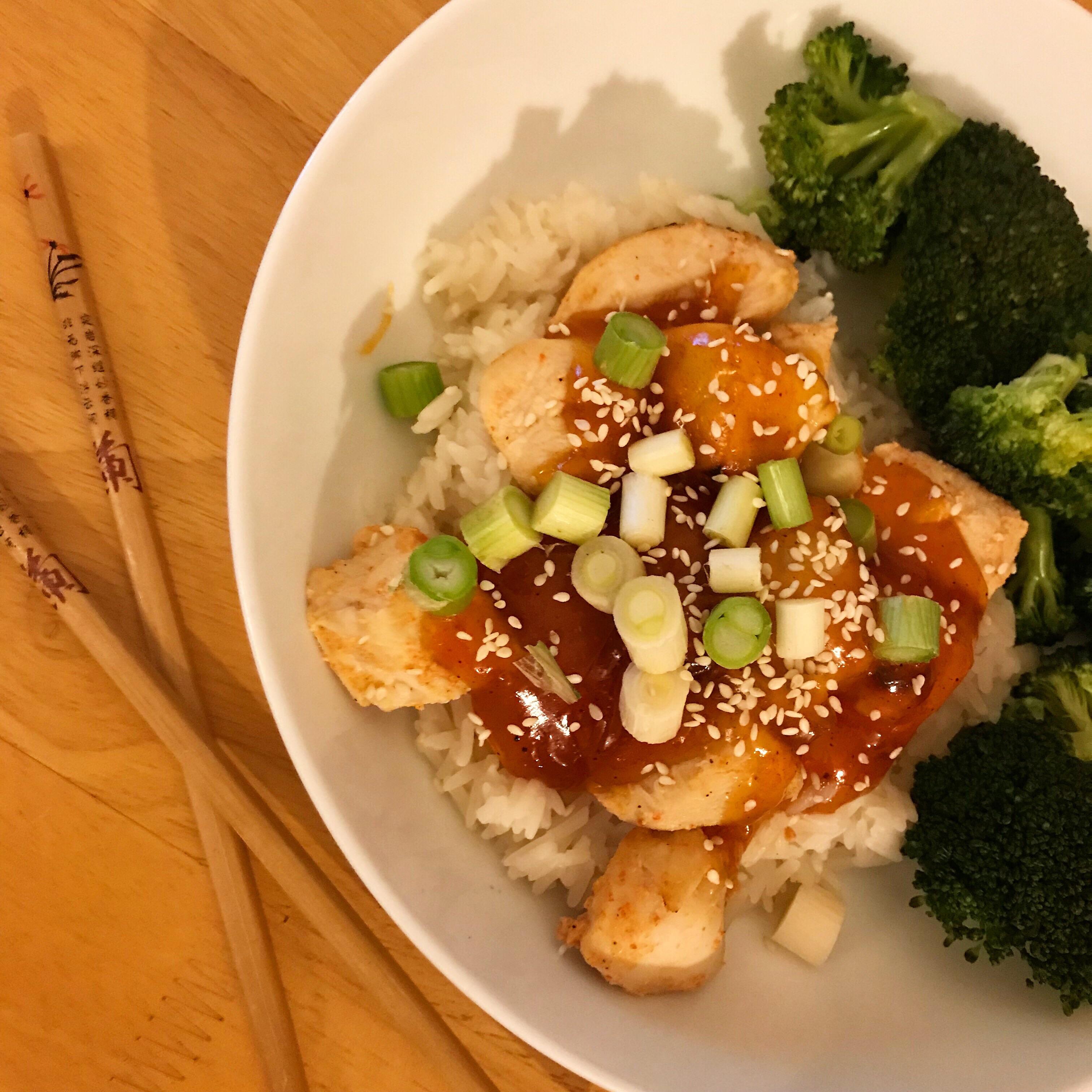 (I made) honey and orange spicy chicken r/FoodPorn