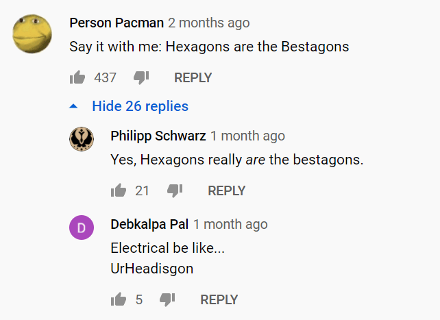 we were having the time of our lives talking about how HEXAGONS ARE THE