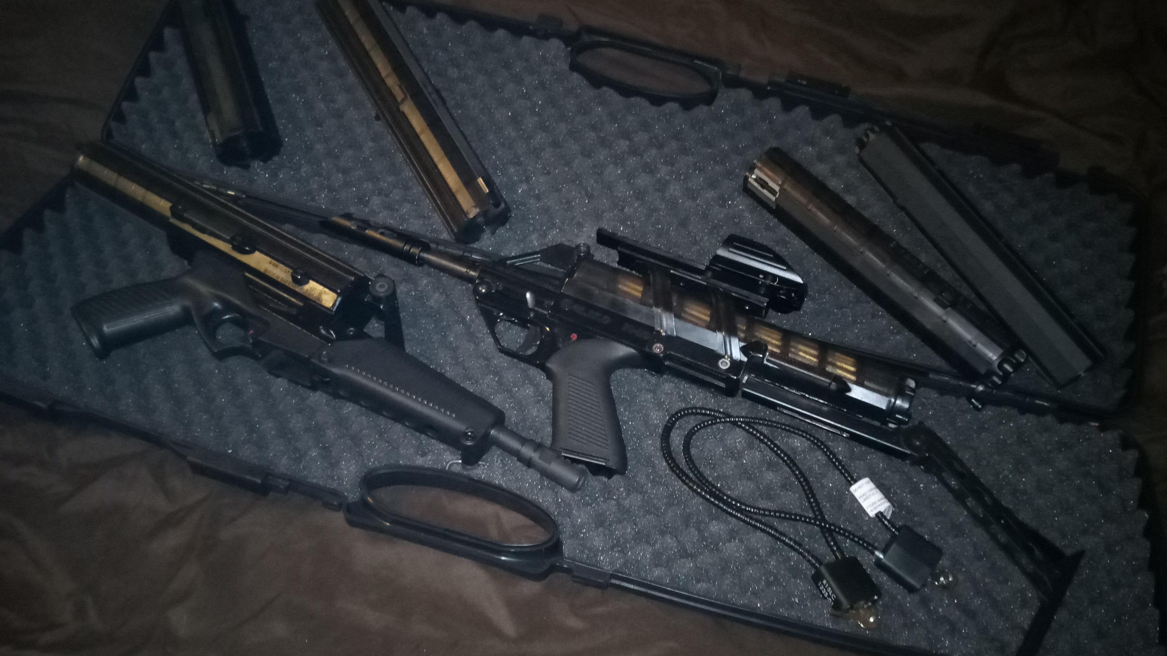 Hope this qualifies... Helical magazine 100 round pistols from Calico in 9mm and .22lr r