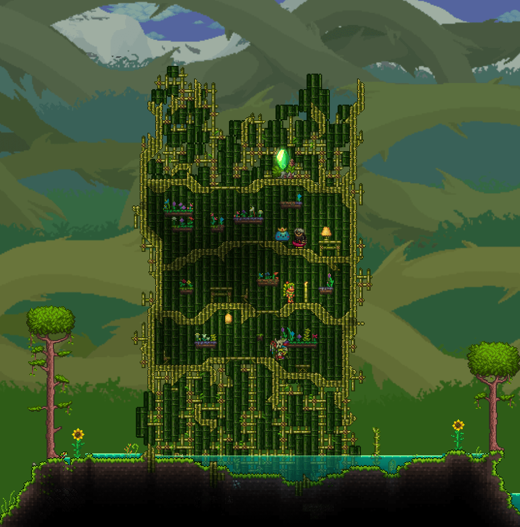 First Jungle Base! Going for a big ol' broken bamboo stalk, kinda? r