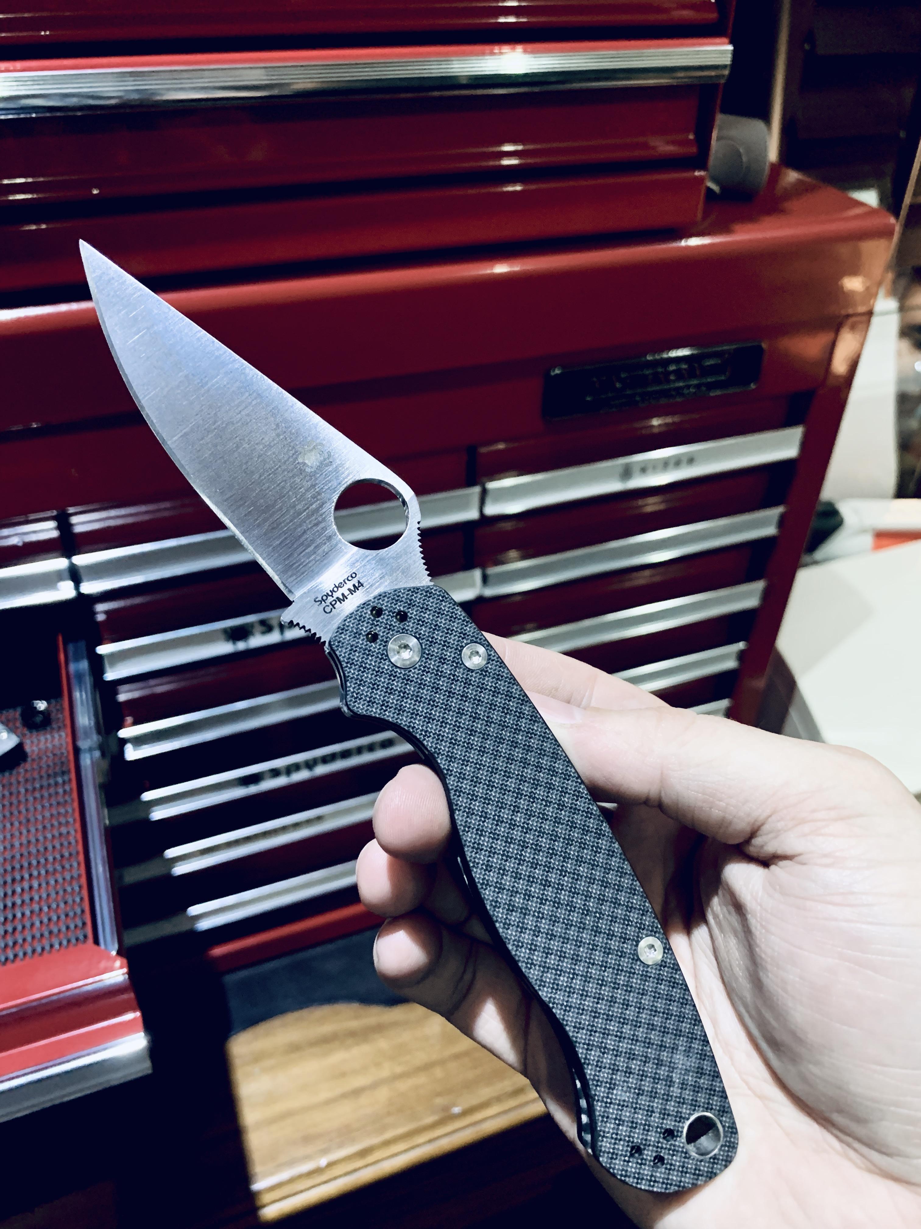 NKD Spyderco PM2 Carbon Fiber with M4 blade. Action is heavenly and