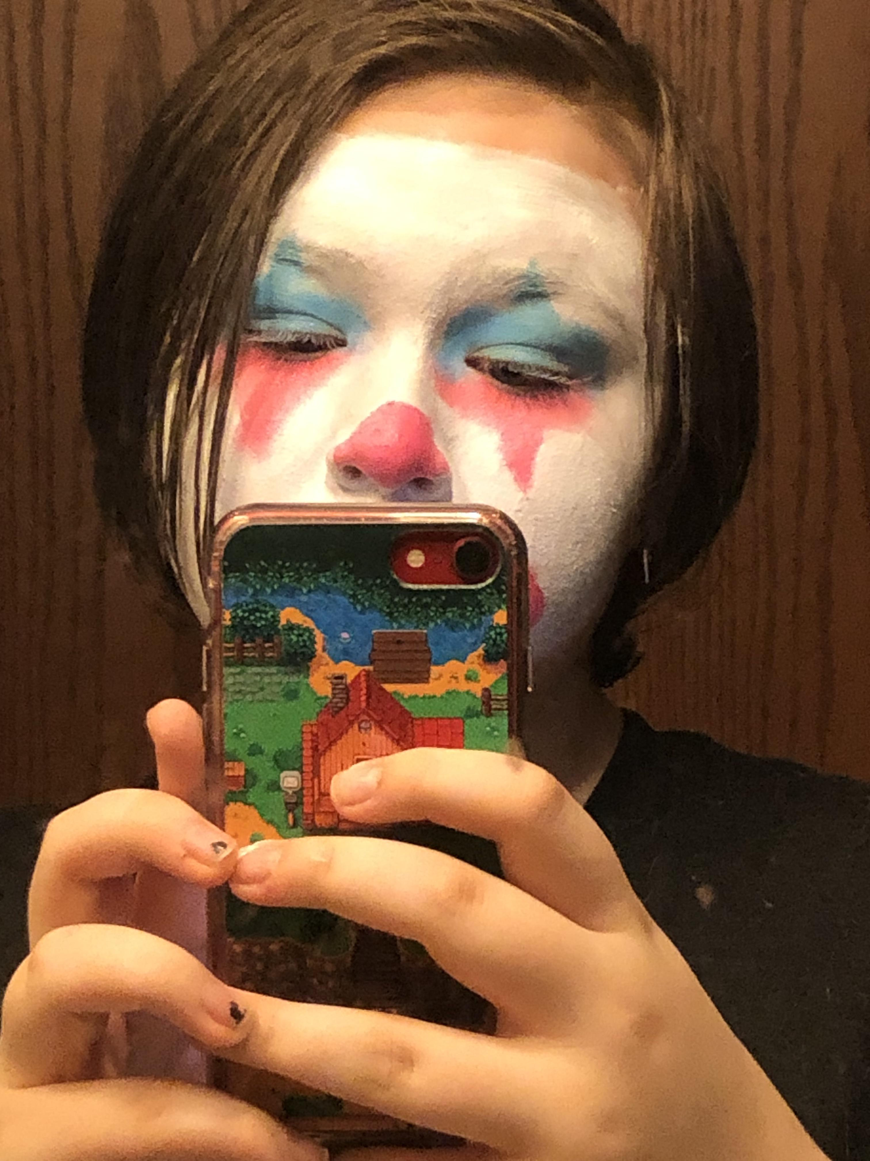 I did clown makeup for the first time but the red face paint I bought