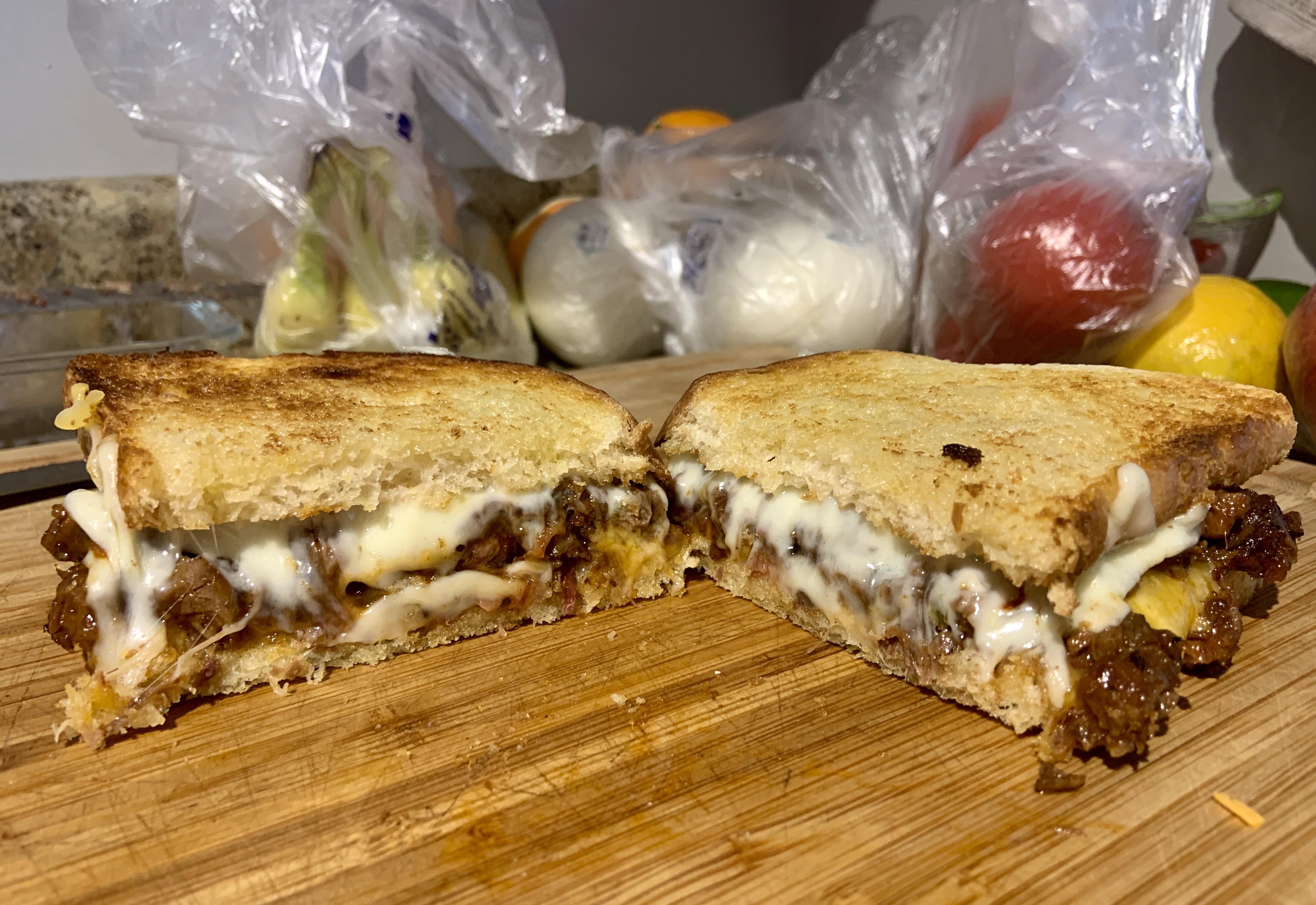 My tasty chopped bbq brisket melt! r/melts