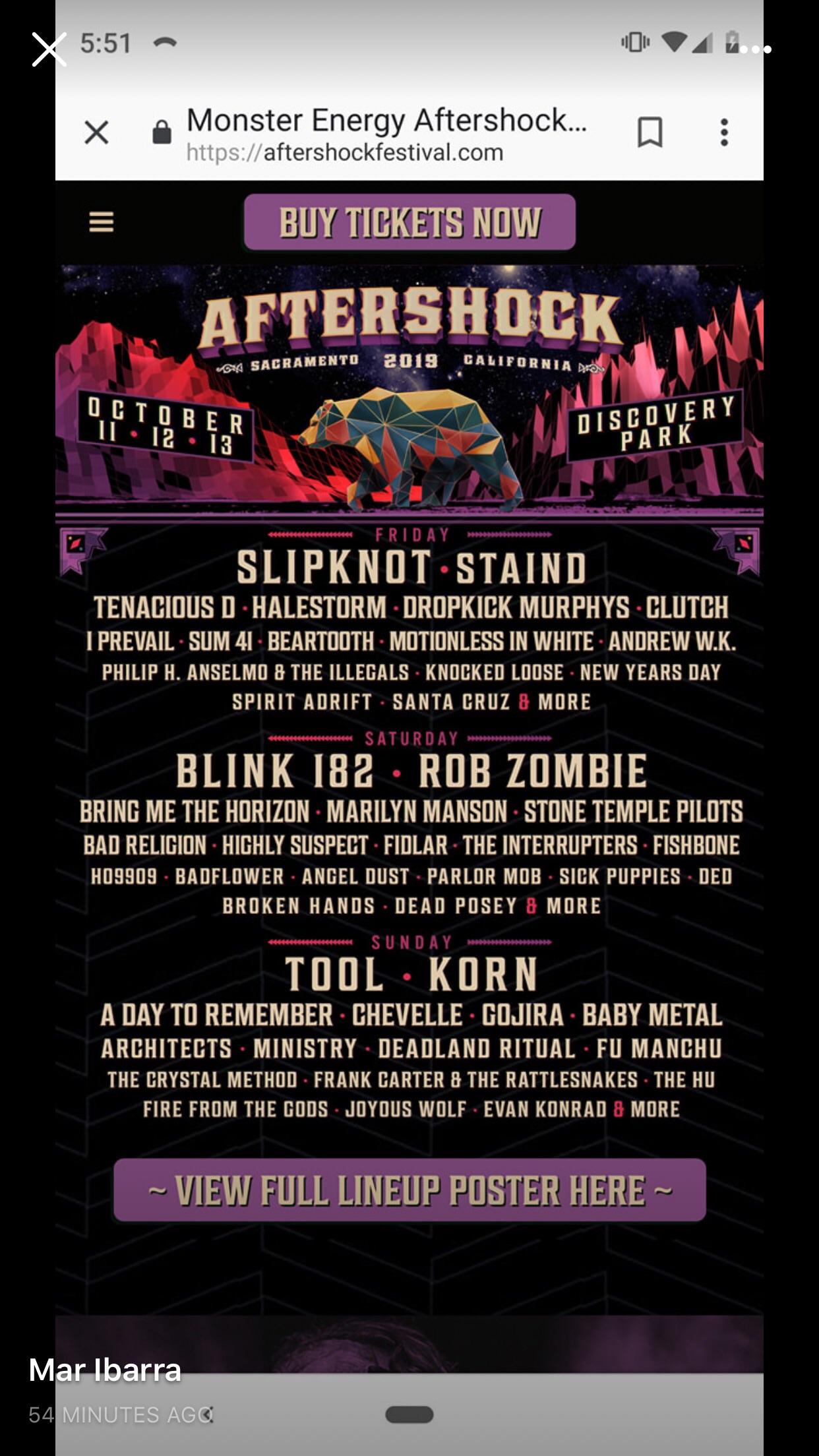 Aftershock 2019 lineup leaked & blink182 is headlining Saturday