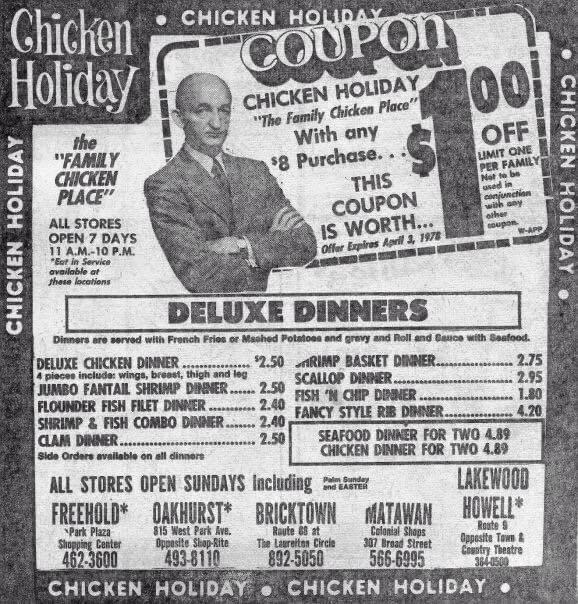 Chicken Holiday NJ locations (1978) r/VintageMenus