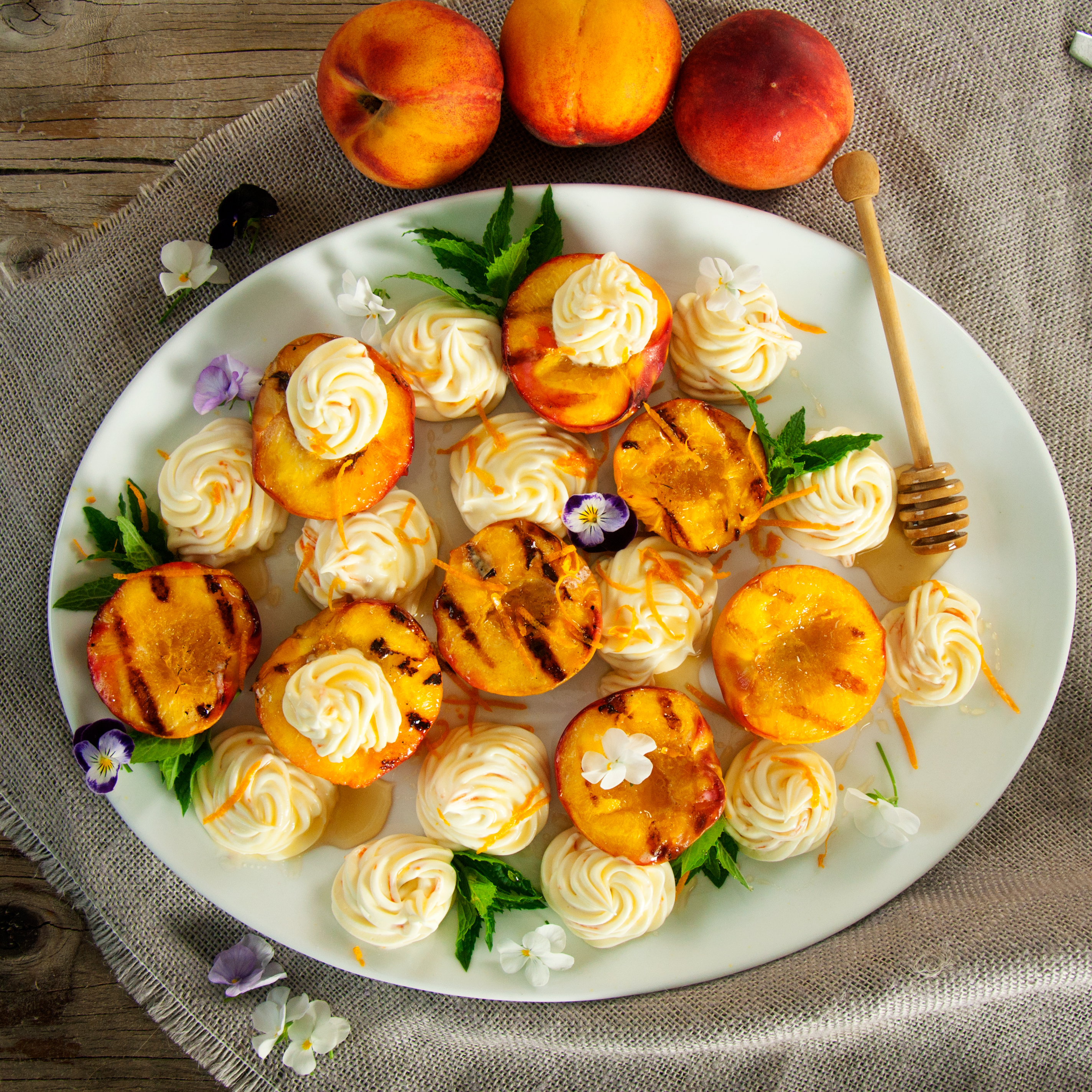 Grilled Peaches with Honey Whipped Mascarpone Cream [OC] r/FoodPorn