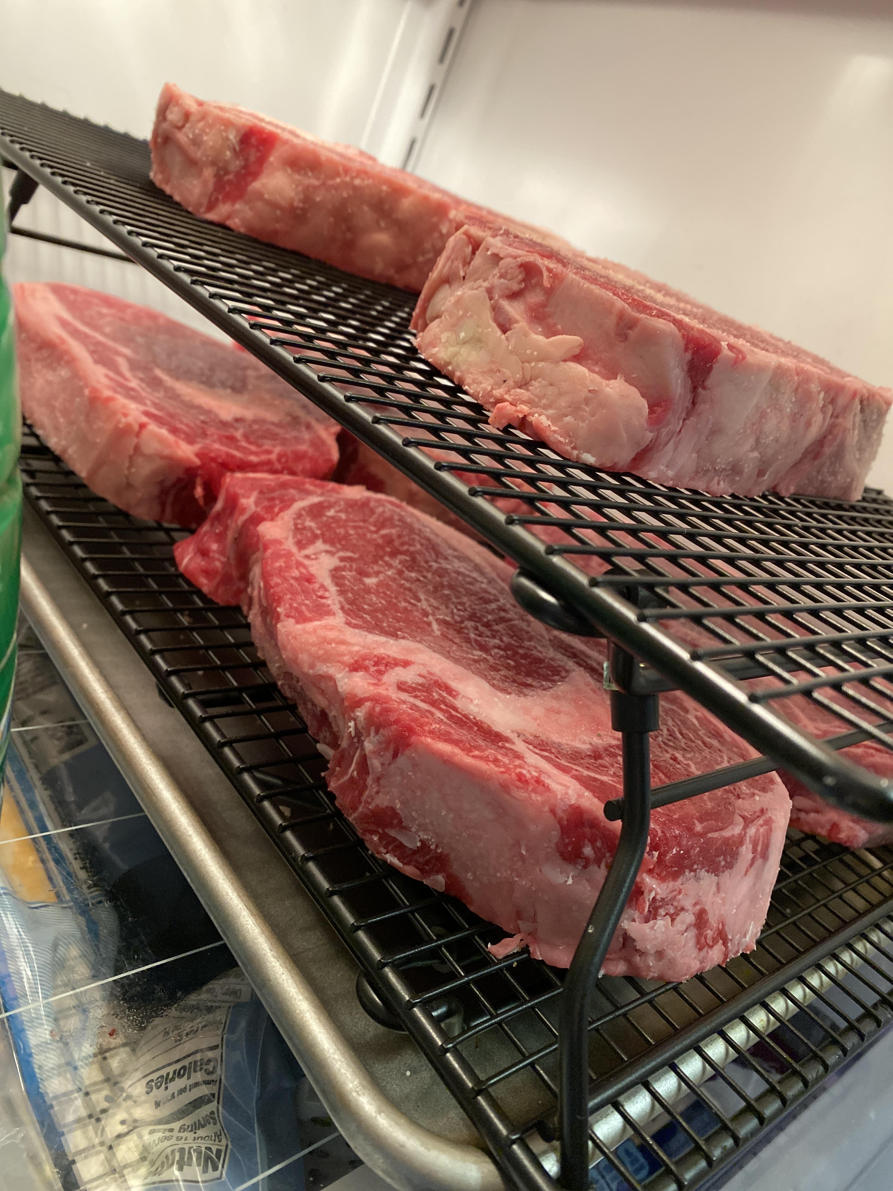 Limited fridge space? Collapsible cooling racks. r/steak