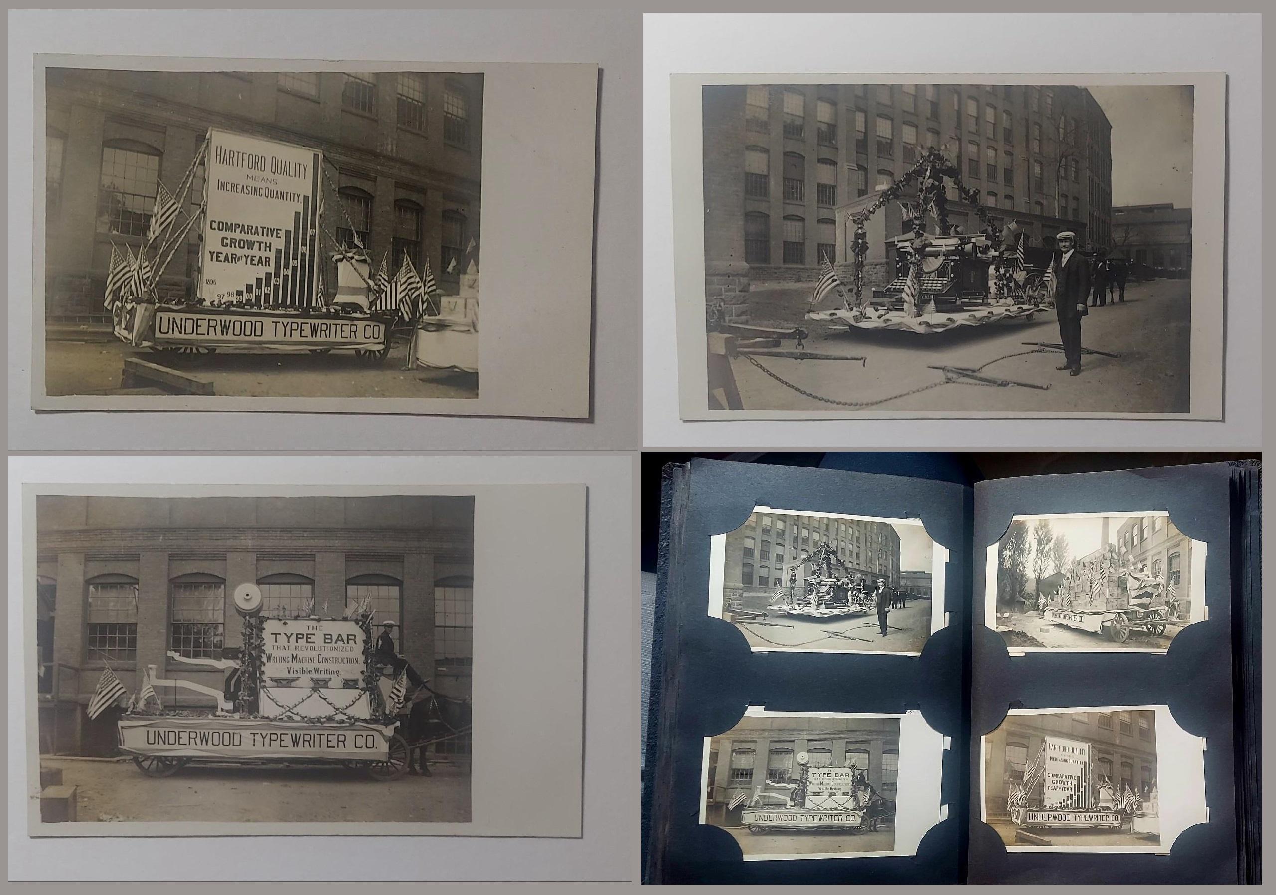Underwood parade floats, seen at their Hartford factory r/typewriters