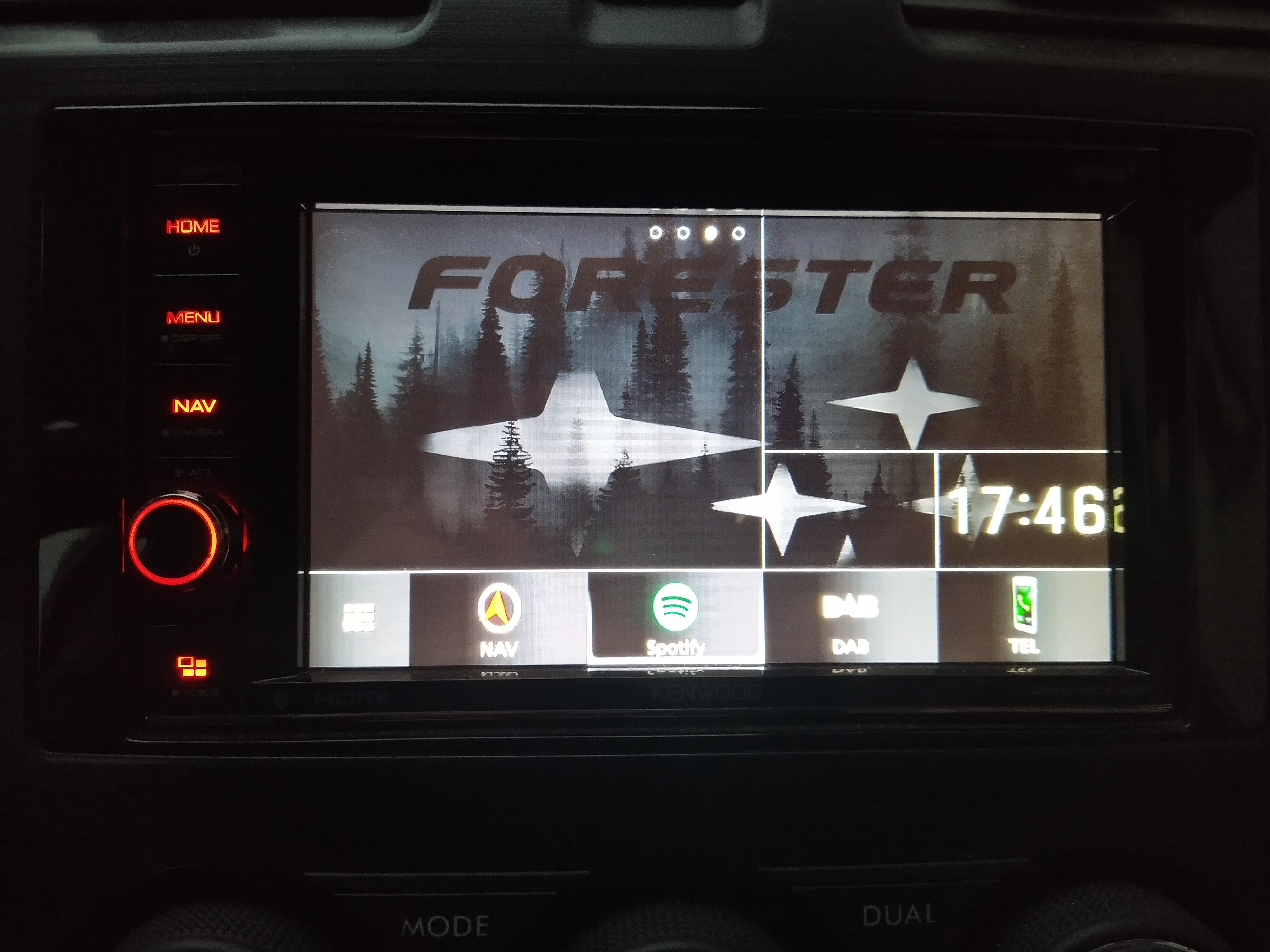 Kenwood DNR4190DABS with custom wallpaper SubaruForester