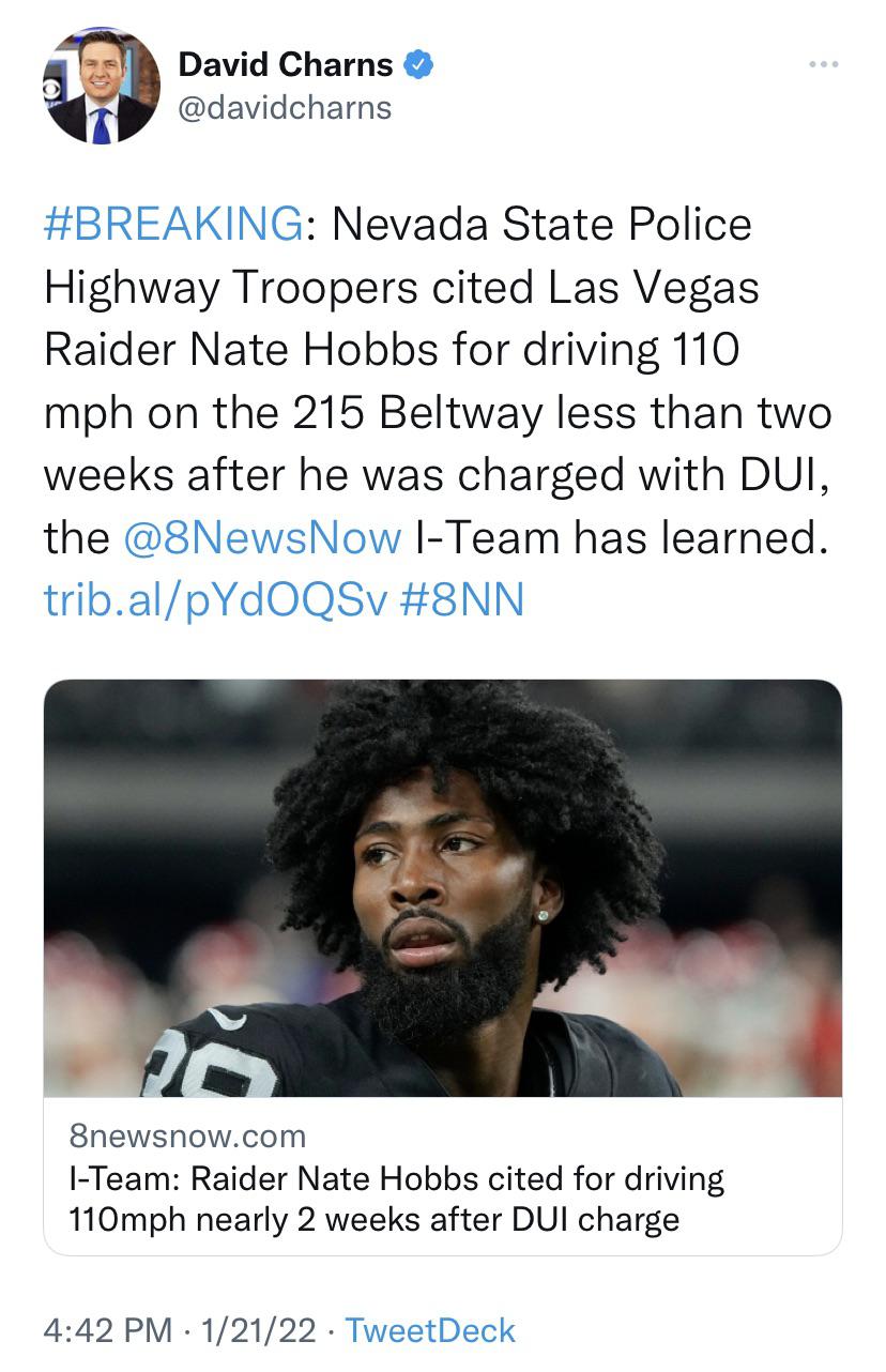 This week’s Raiders player to get in trouble with the law is…… Nate