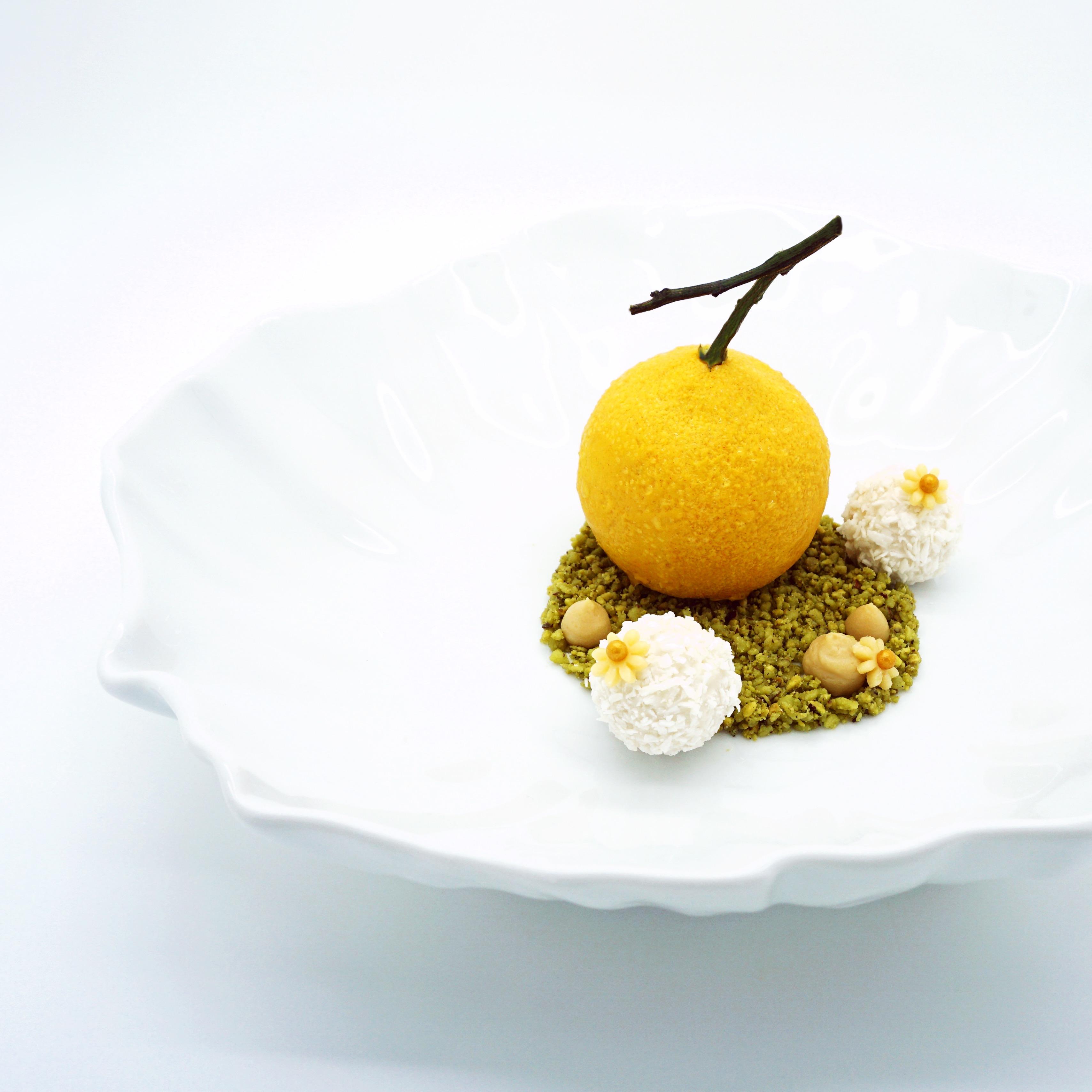 yuzu, coconut, pistachio, & blonde chocolate dessert r/CulinaryPlating