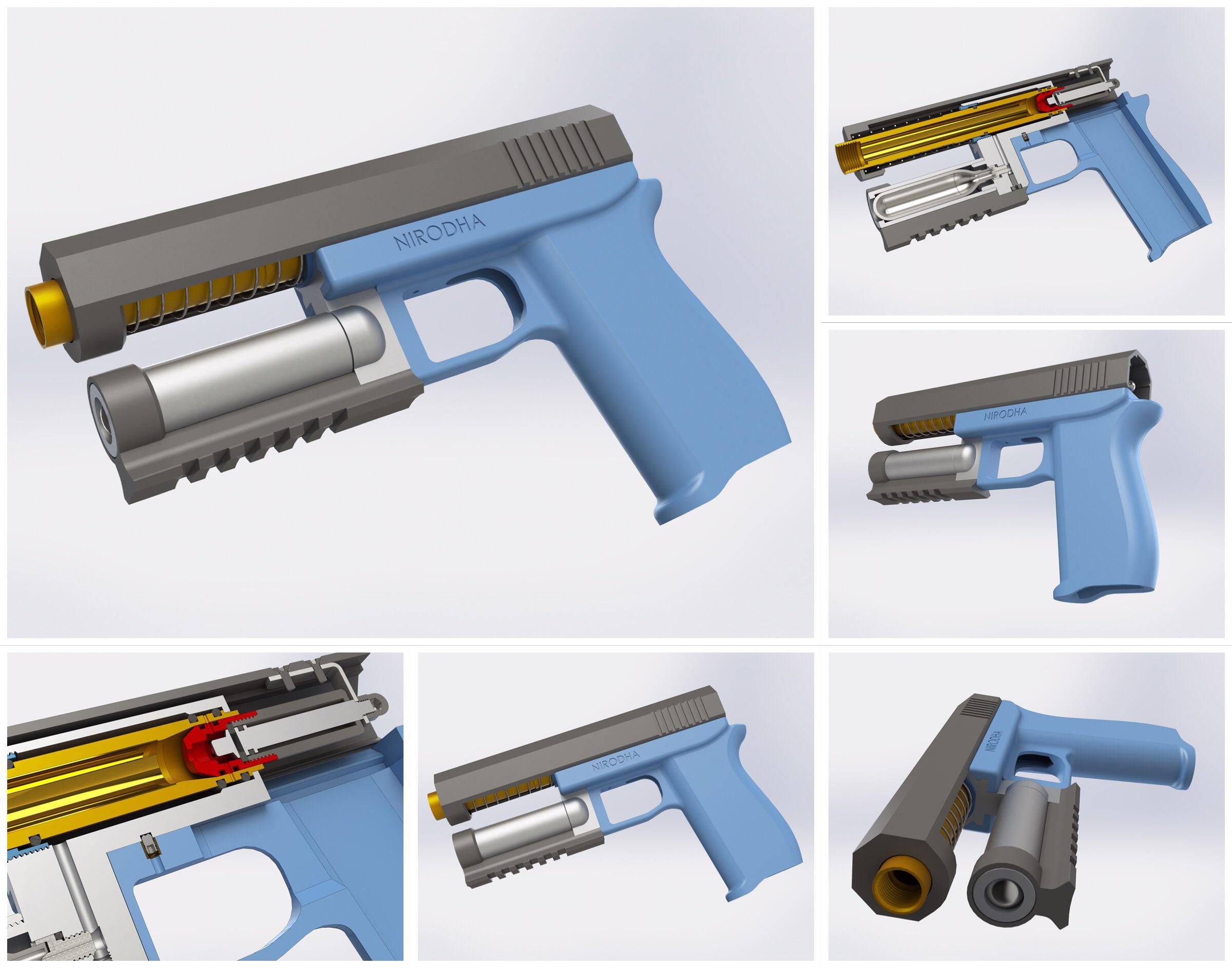 Semi auto blowback (unregulated) CO2 mag in grip blaster... more