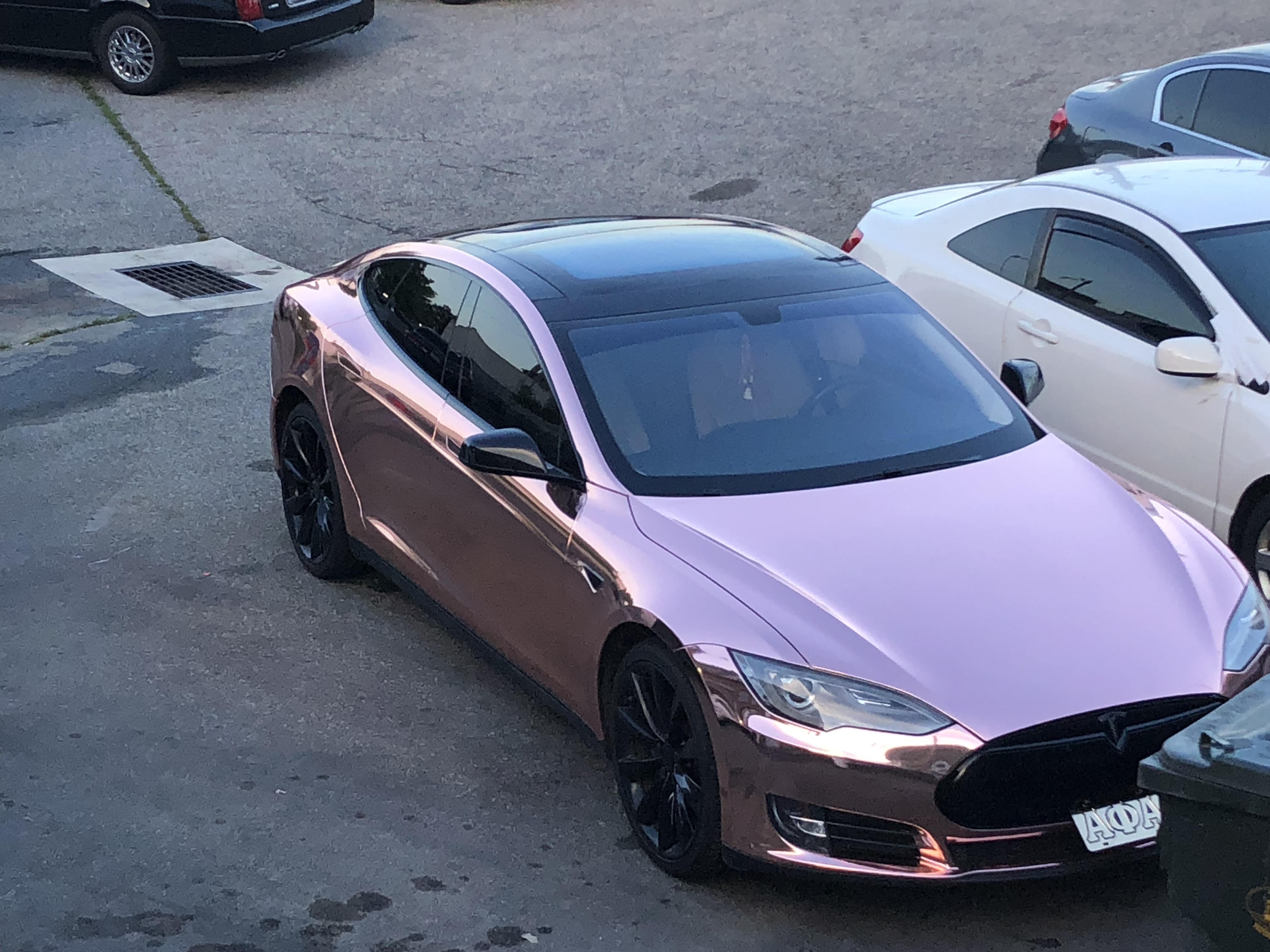 Tesla Model S in metallic pink r/carporn