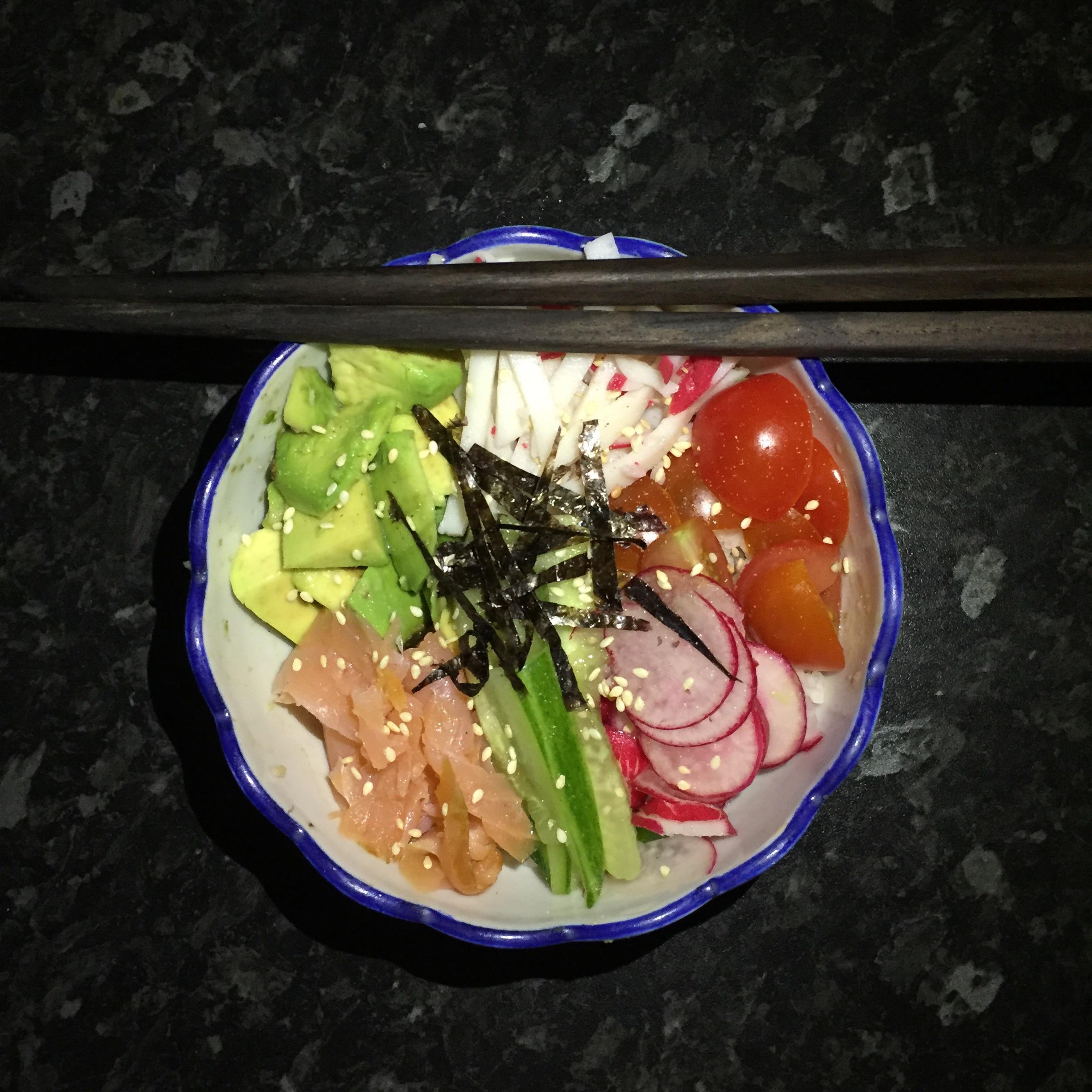 [homemade] crab&smoked salmon poke bowl r/food