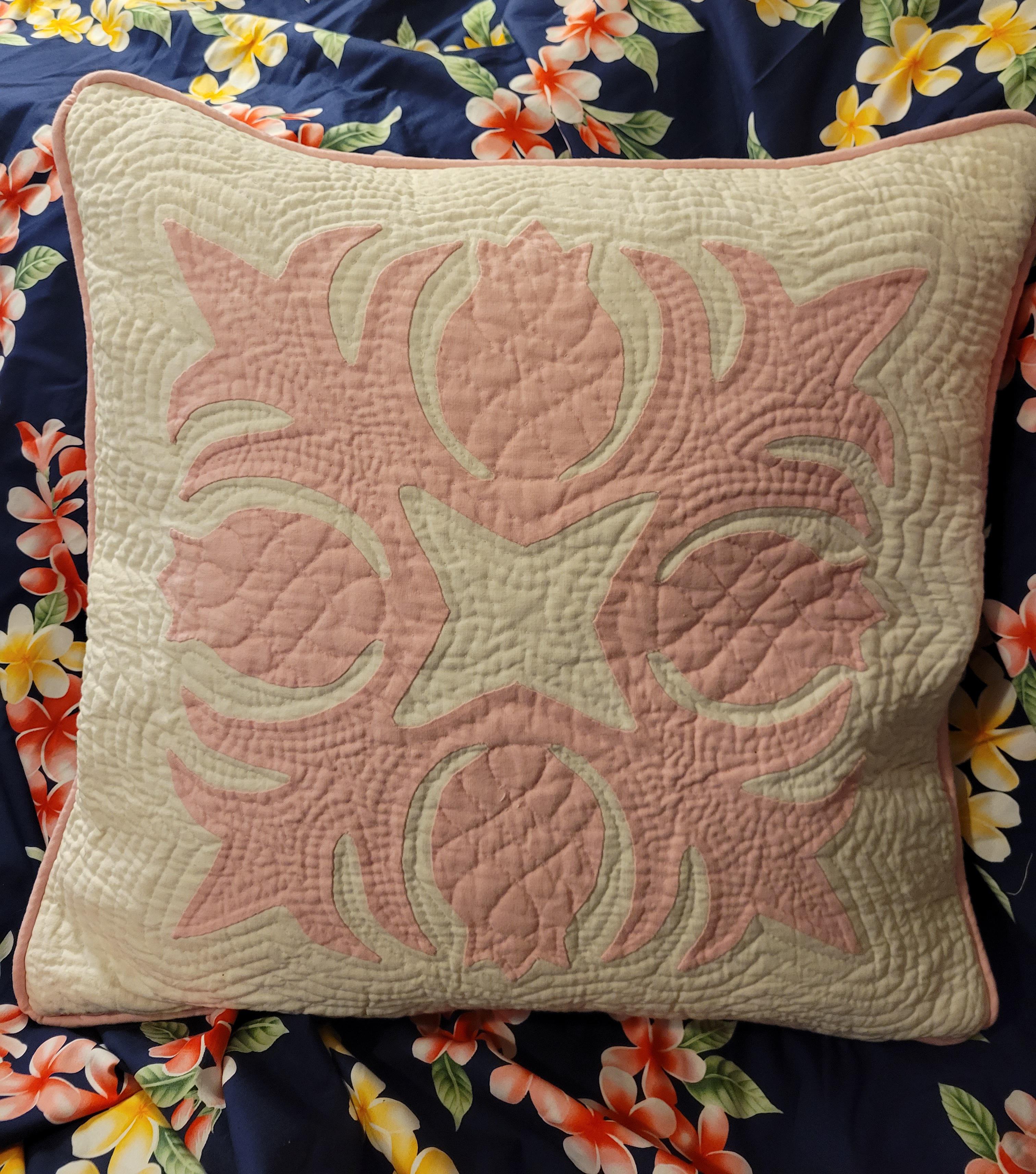 Hand made Hawaiian Quilt pillow! My first peice of (finished) quilting