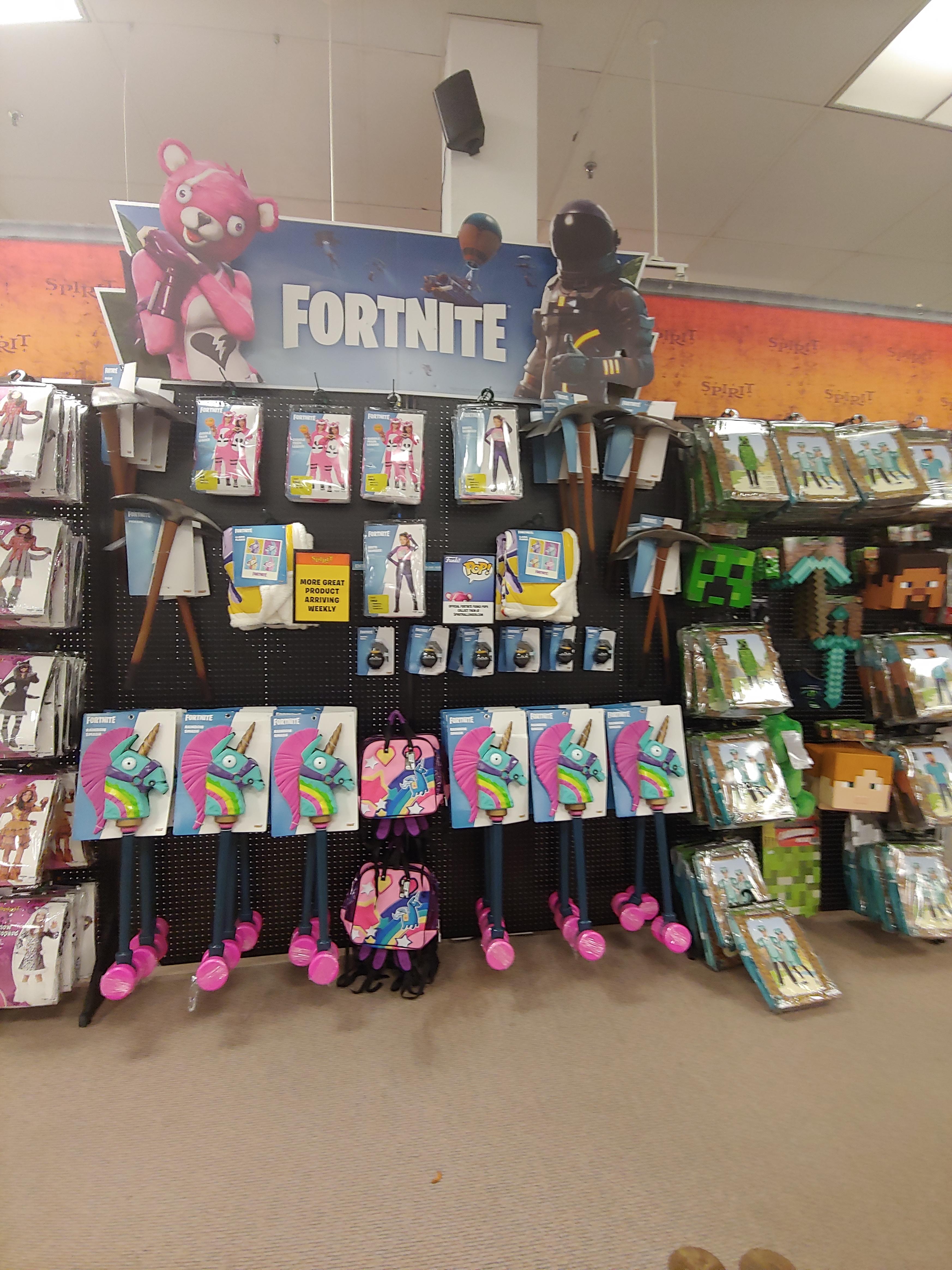 Spirit Halloween has a fortnite section (and a Minecraft section r/FellowKids