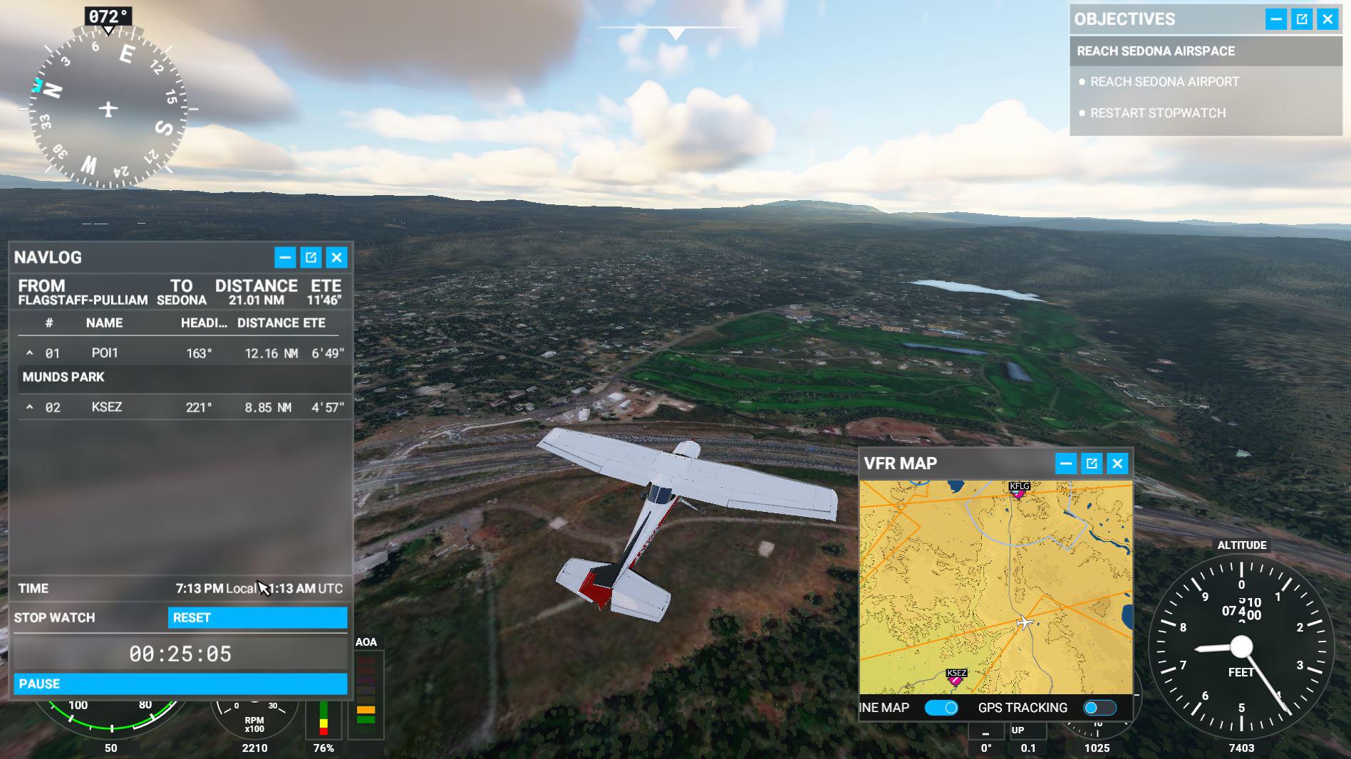 Lesson 8 First solo navigation Munds Park Golf Club location r
