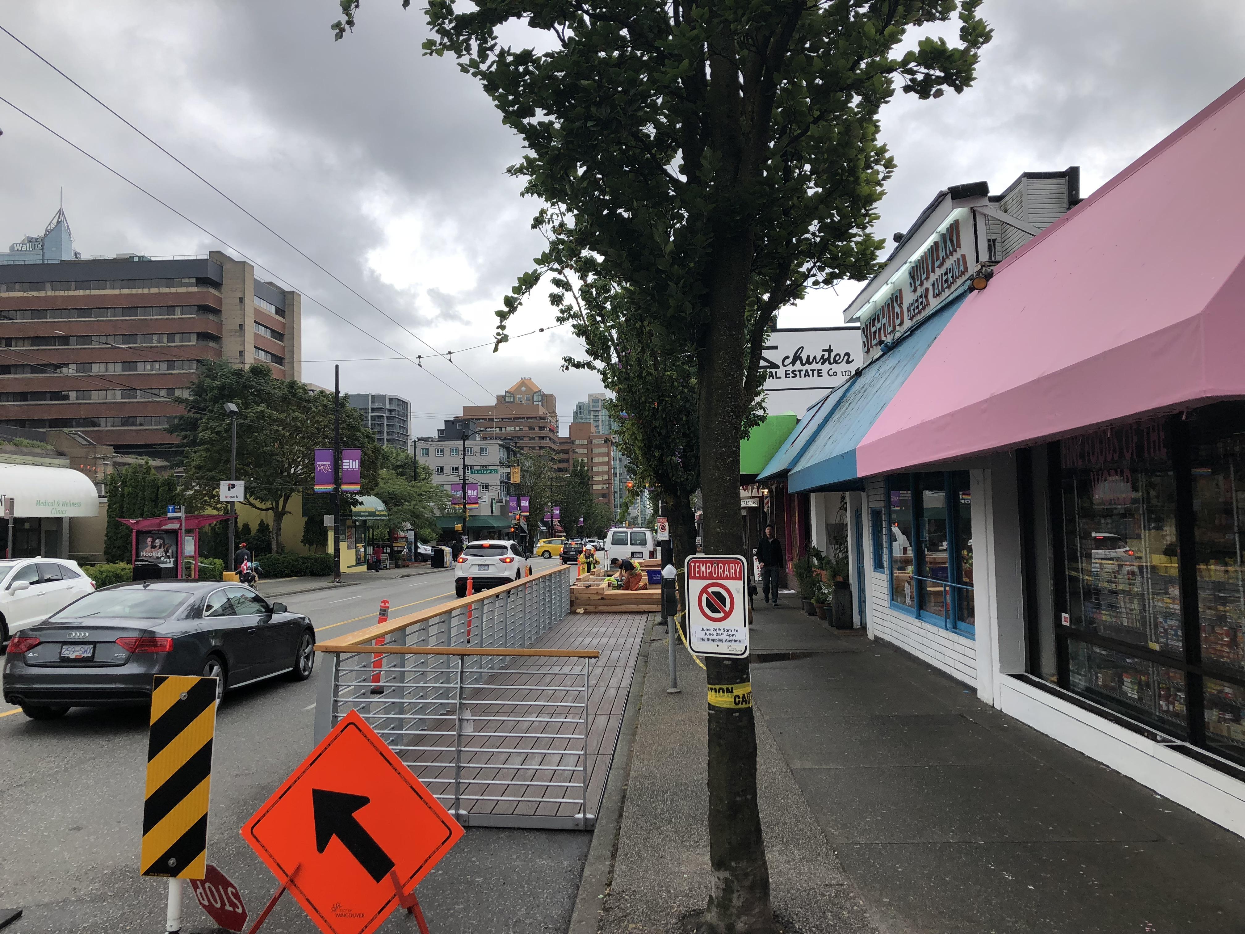 City has installed a couple of patios on Davie Street over the past