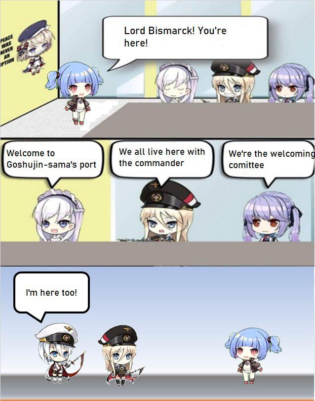 Happy office meme (u556, Belfast, Bismarck, Essex, Tirpitz) AzureLane