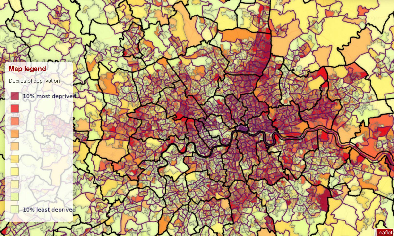 Interesting map showing deprive areas of London, UK. Link to