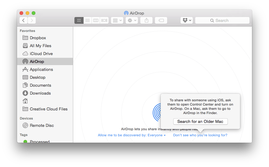 Apple airdrop doesn't automatically find 'older' macs assholedesign