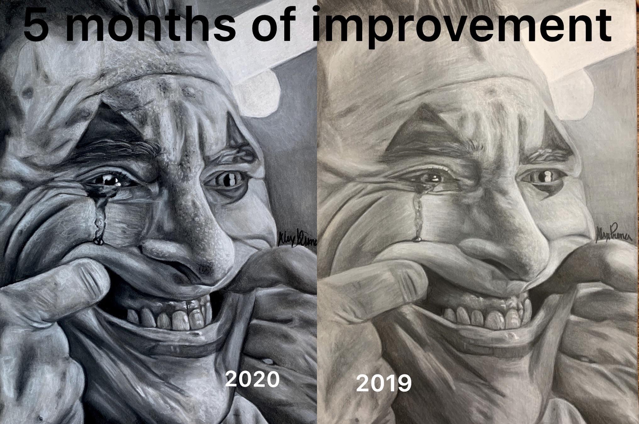 My improvement, age17, mediumcharcoal drawing