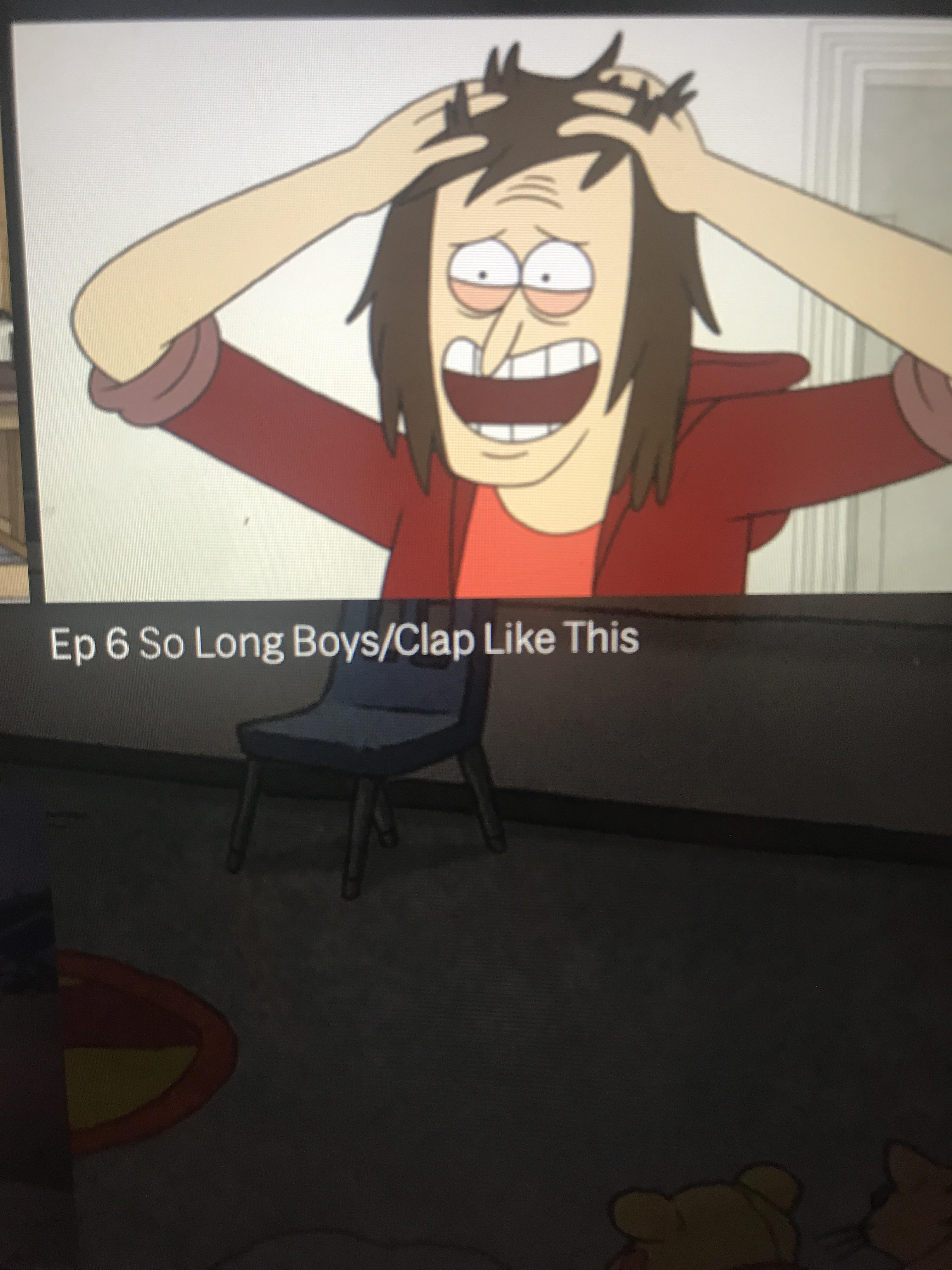 Reference to the “Just set up the chairs” episode in Close Enough Ep 6