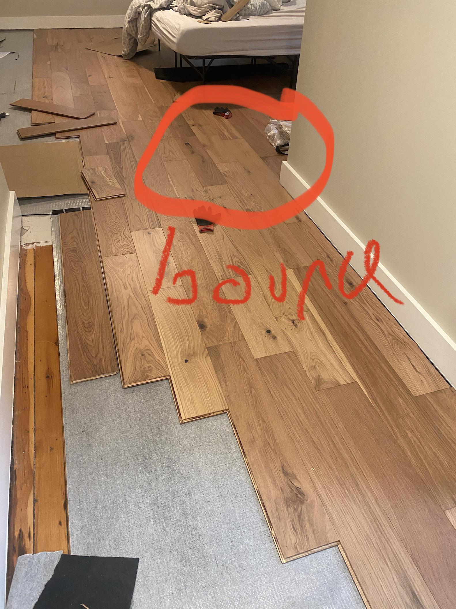 Putting down click engineered hardwood myself. Floor is uneven and I’m