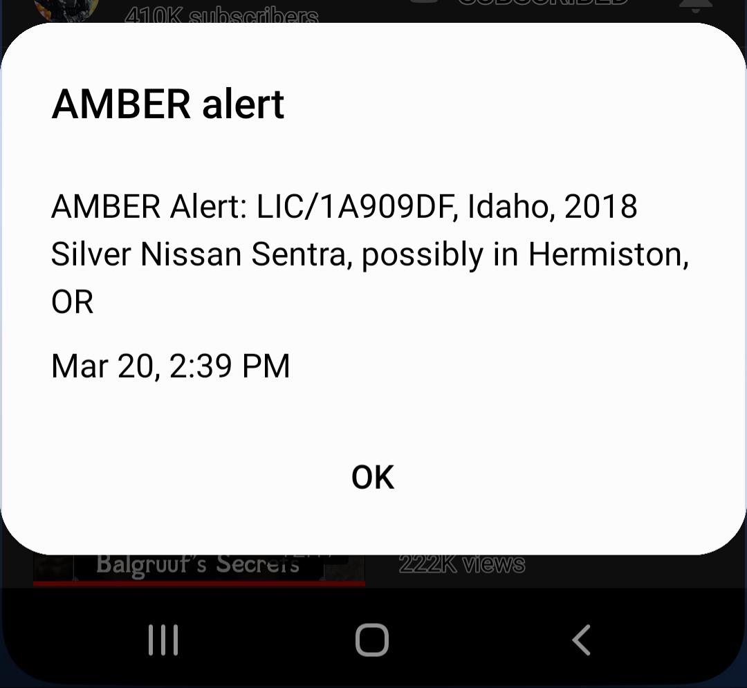 An AMBER Alert just now r/oregon