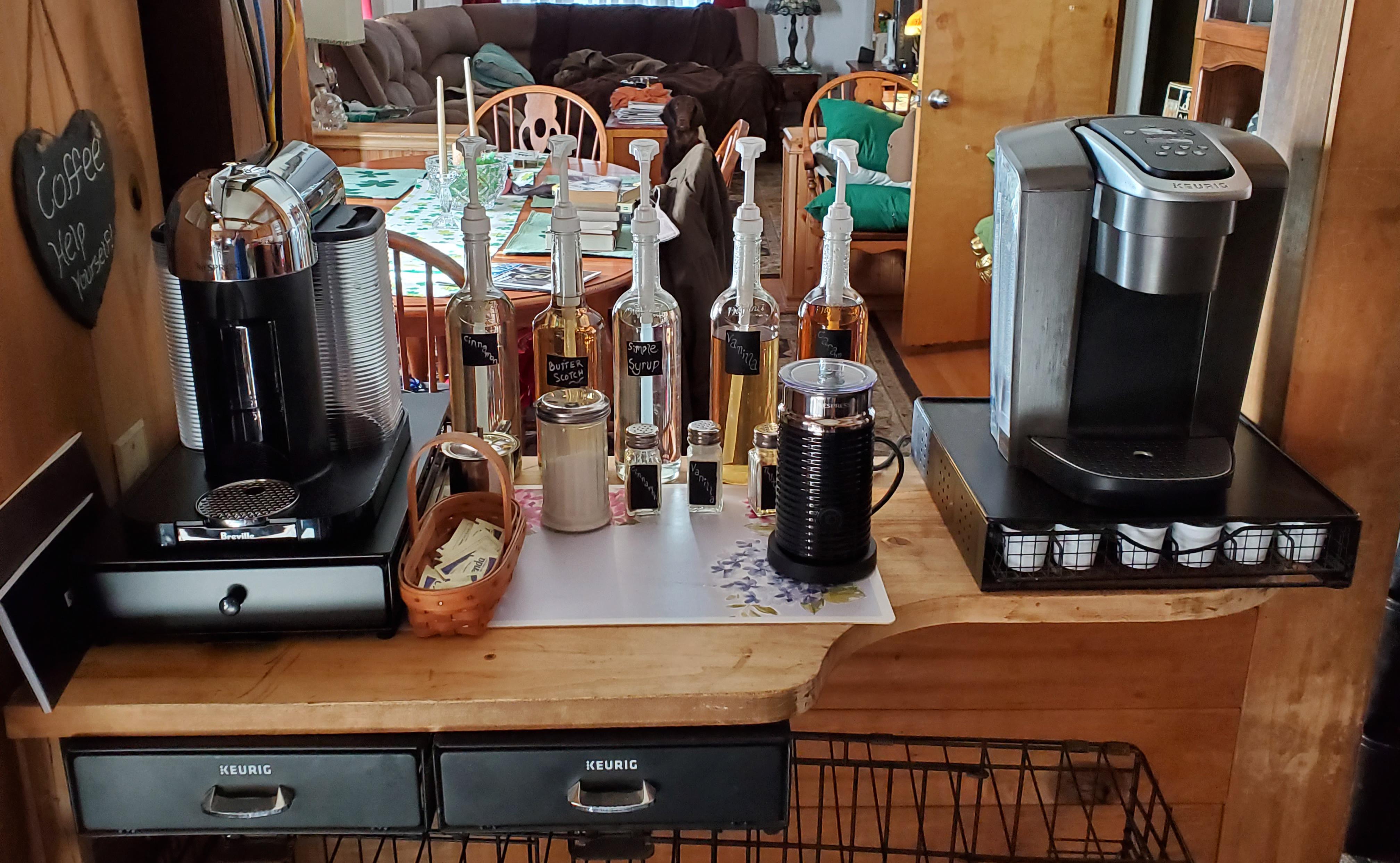 My coffee bar. New Nespresso owner. r/nespresso