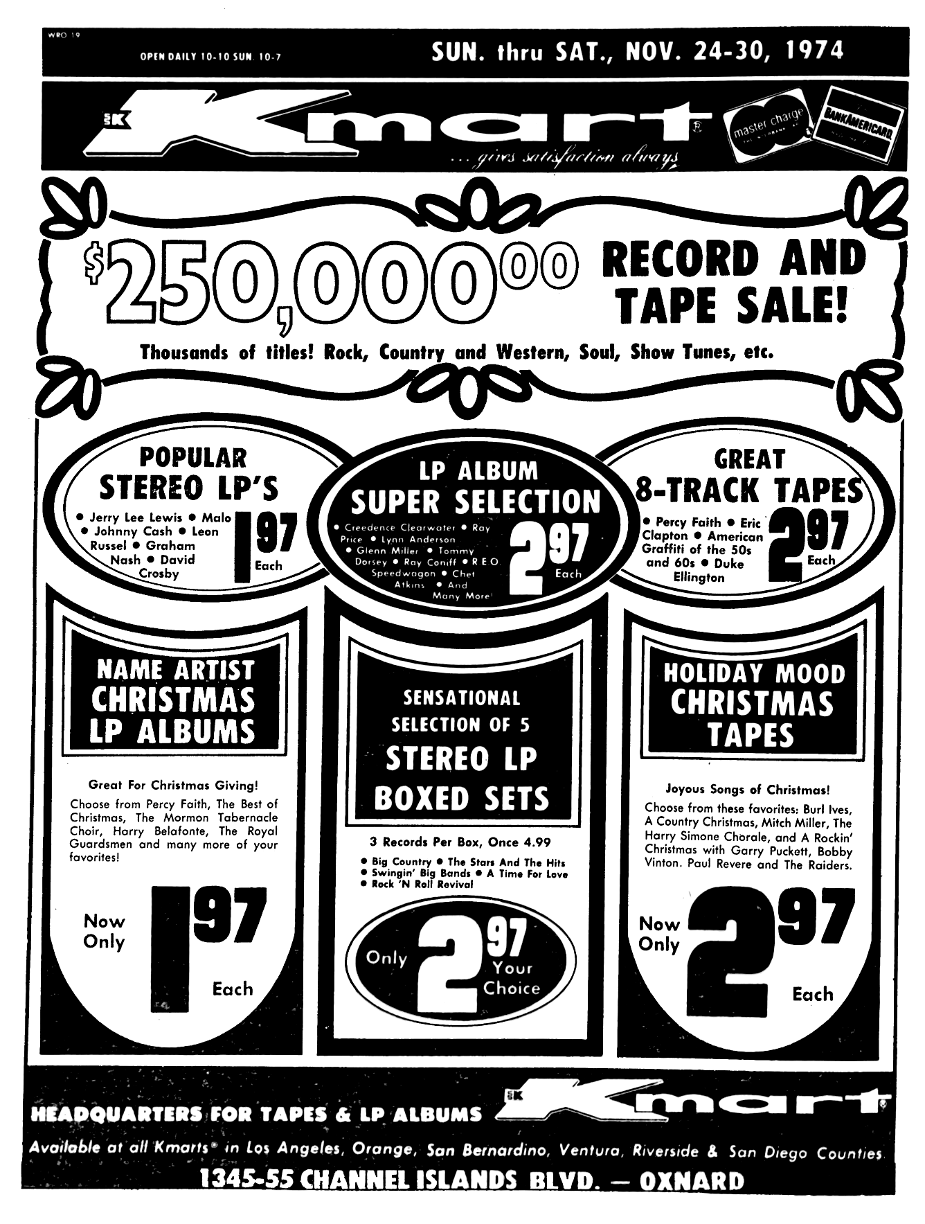 Kmart 250,000 Record & Tape Sale November 1974 r/vintageads