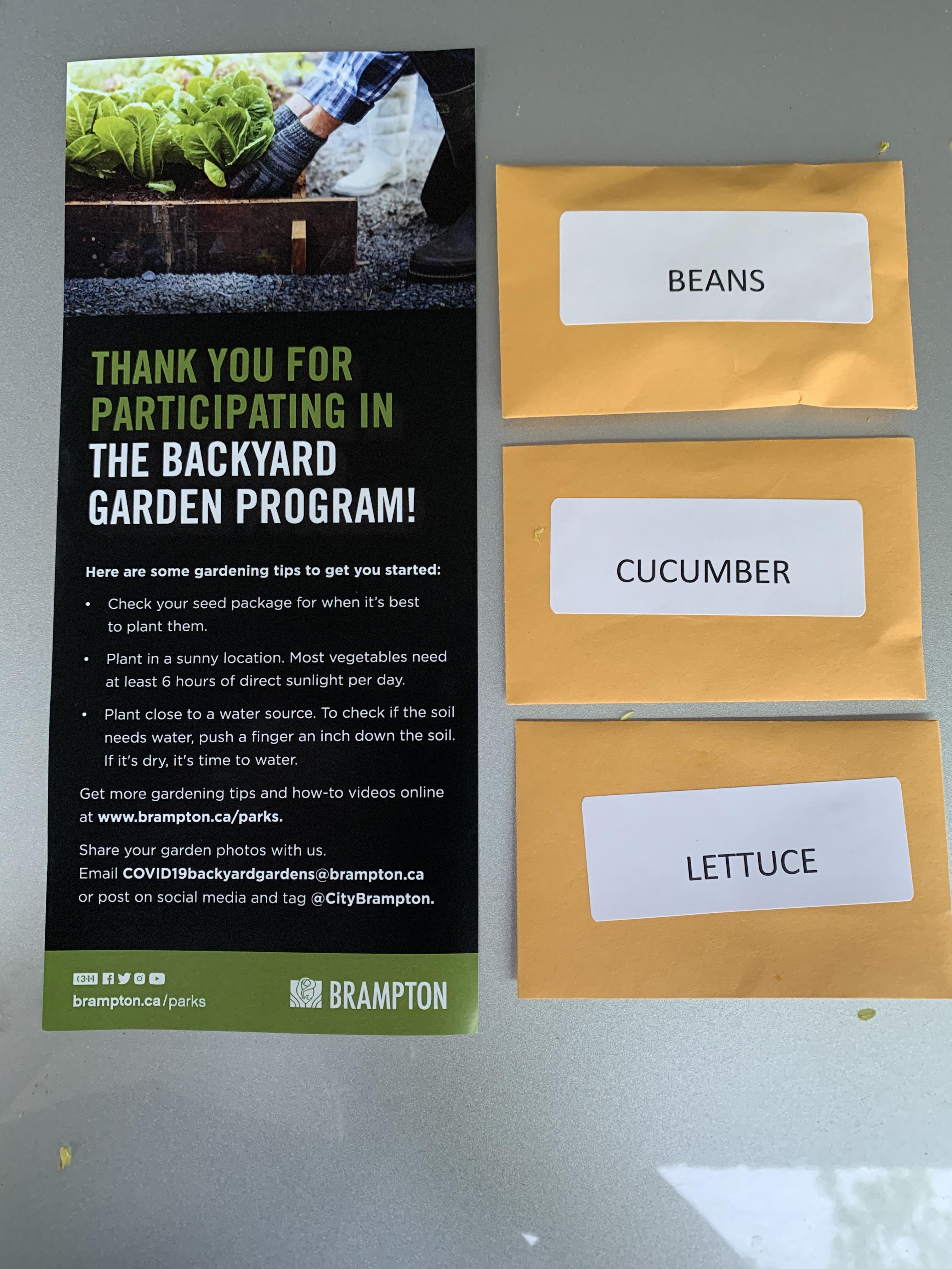 Brampton Backyard Program...Got the seeds today... excited! r/Brampton