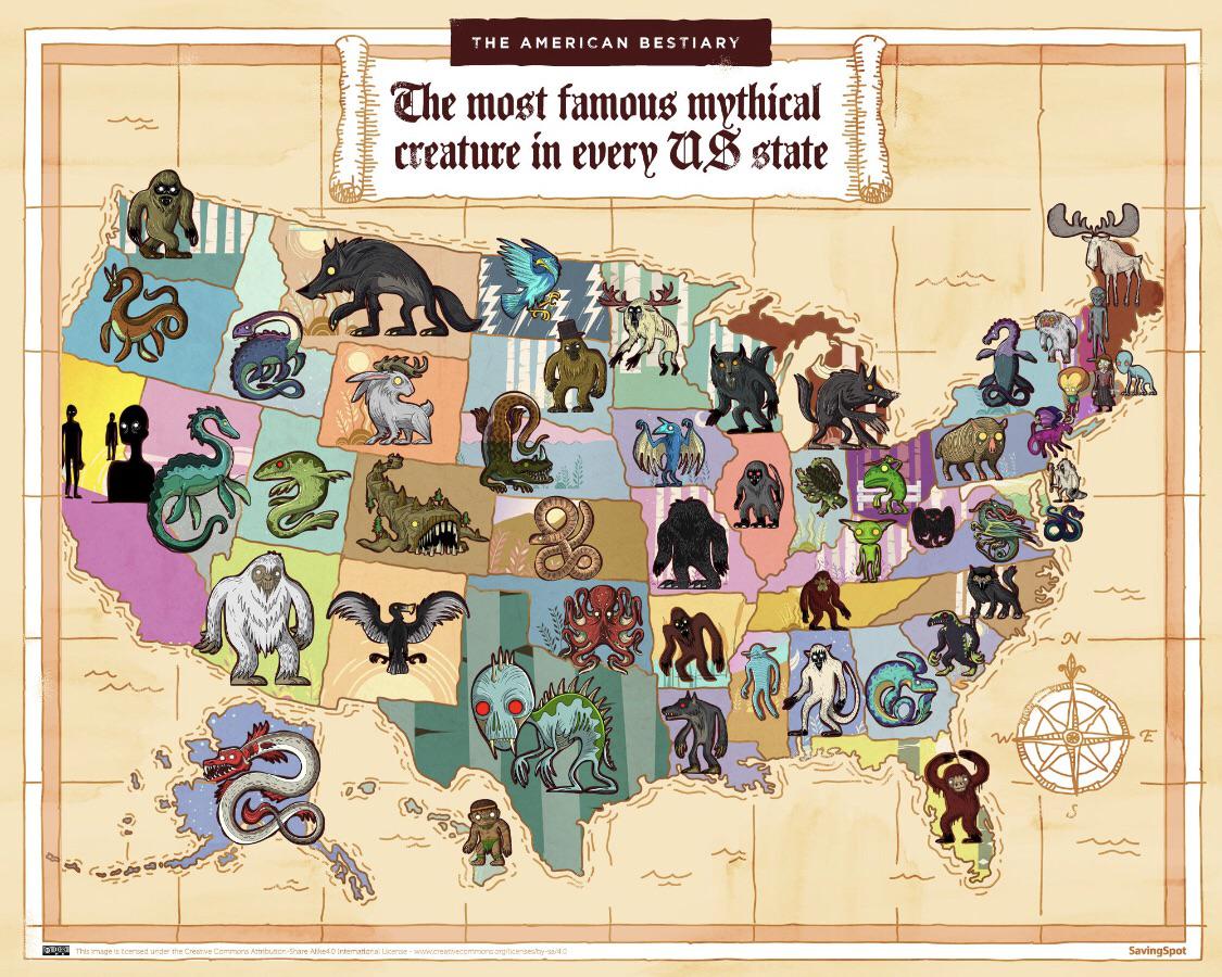 Xpost r/cryptozoology most well known Cryptids in every state r/LPOTL