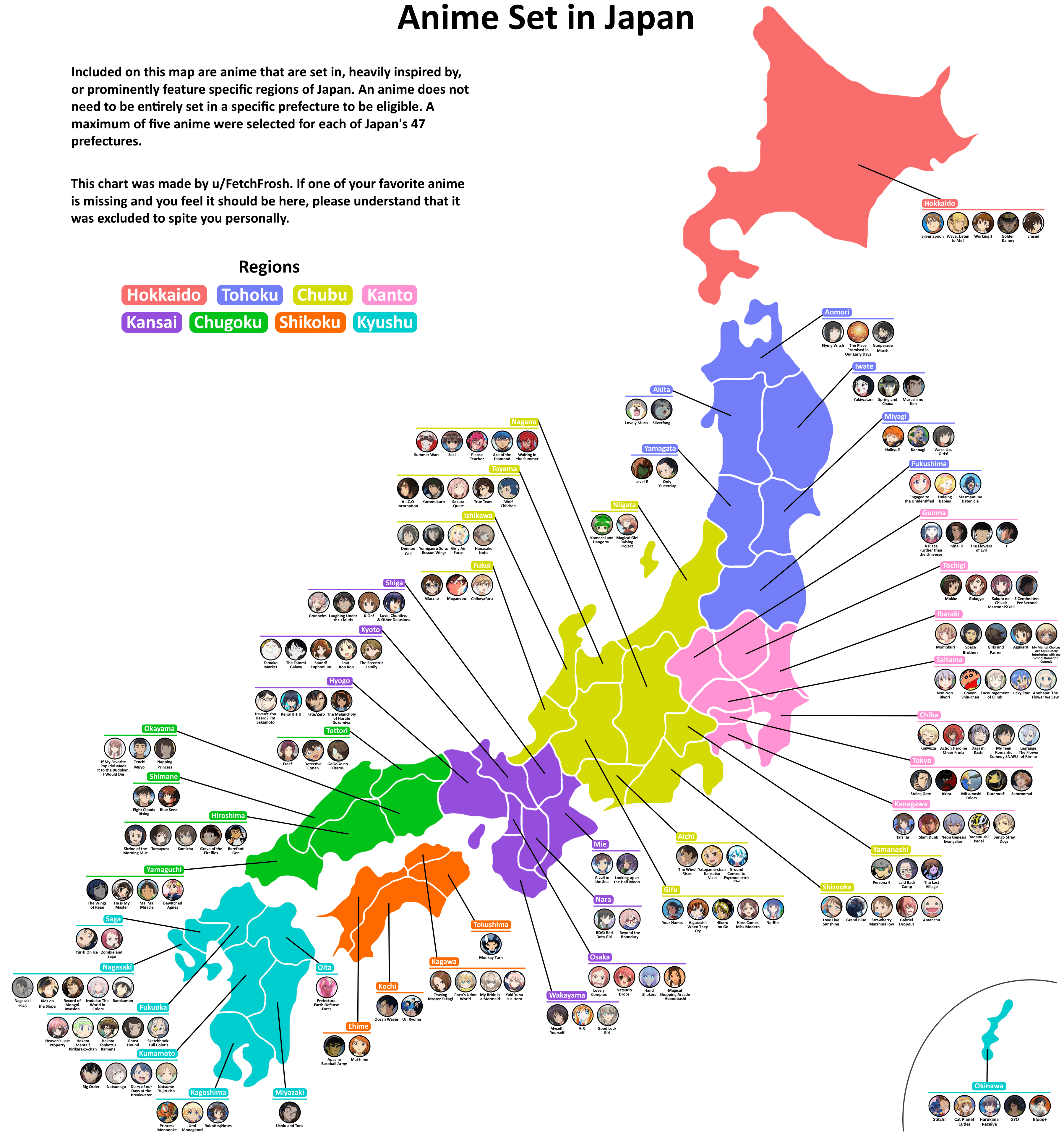 Check Out A Fan's Unique Map Of Japan Using Anime That Represent All 8