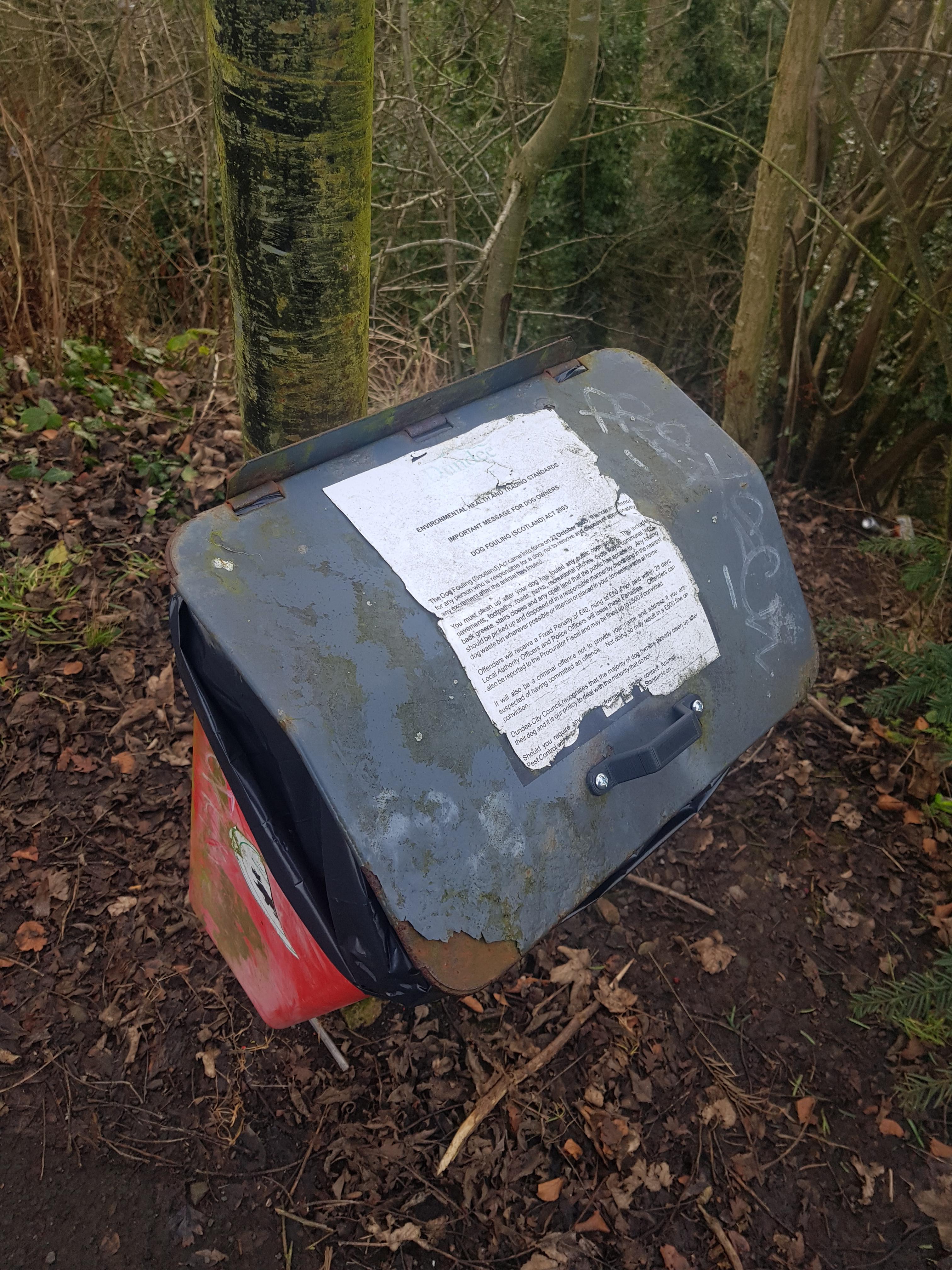 Old dog poop bins around my area were missing handles and I got tired