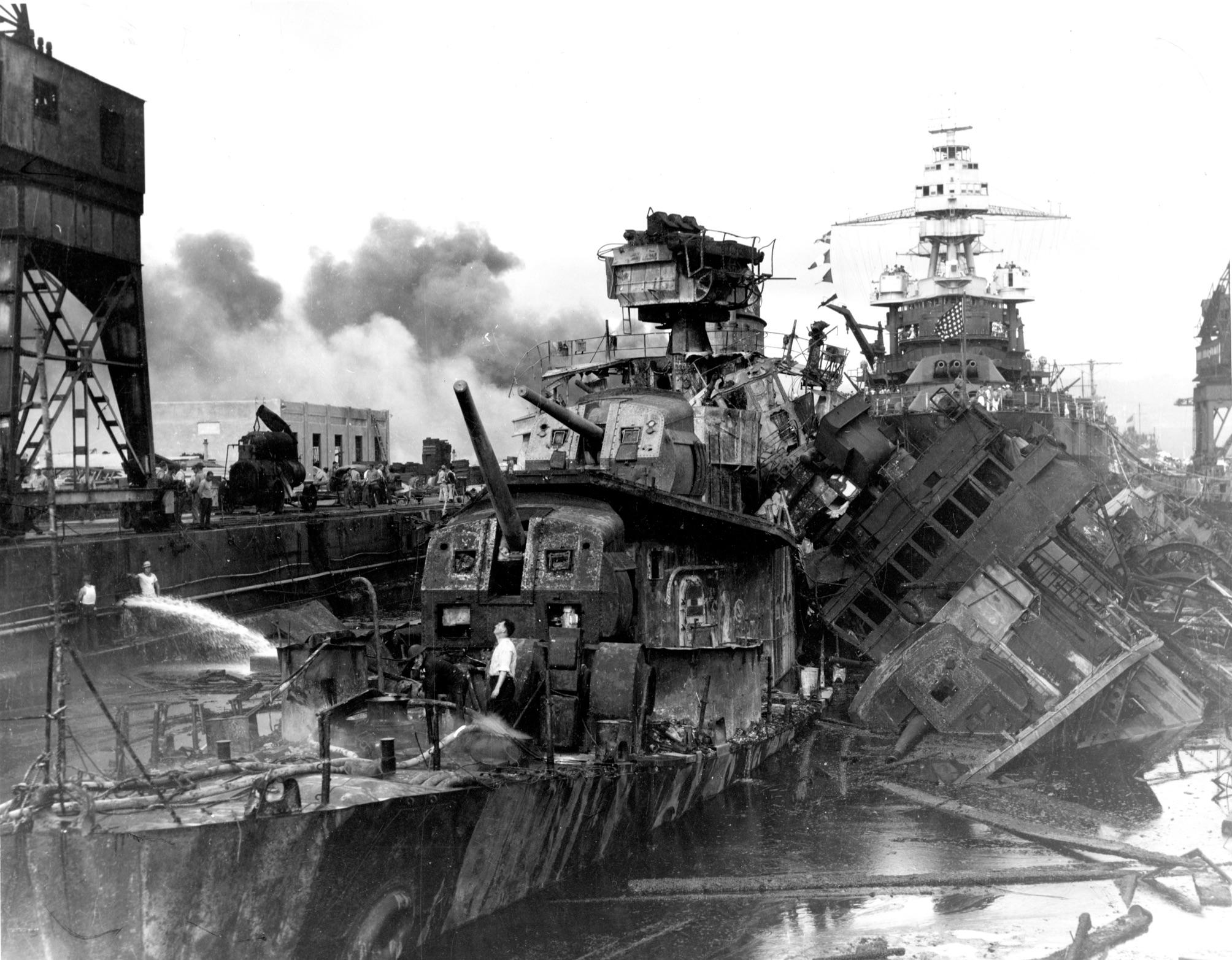Destroyers downes and cassin after the attack on Pearl Harbor, they were both damaged beyond
