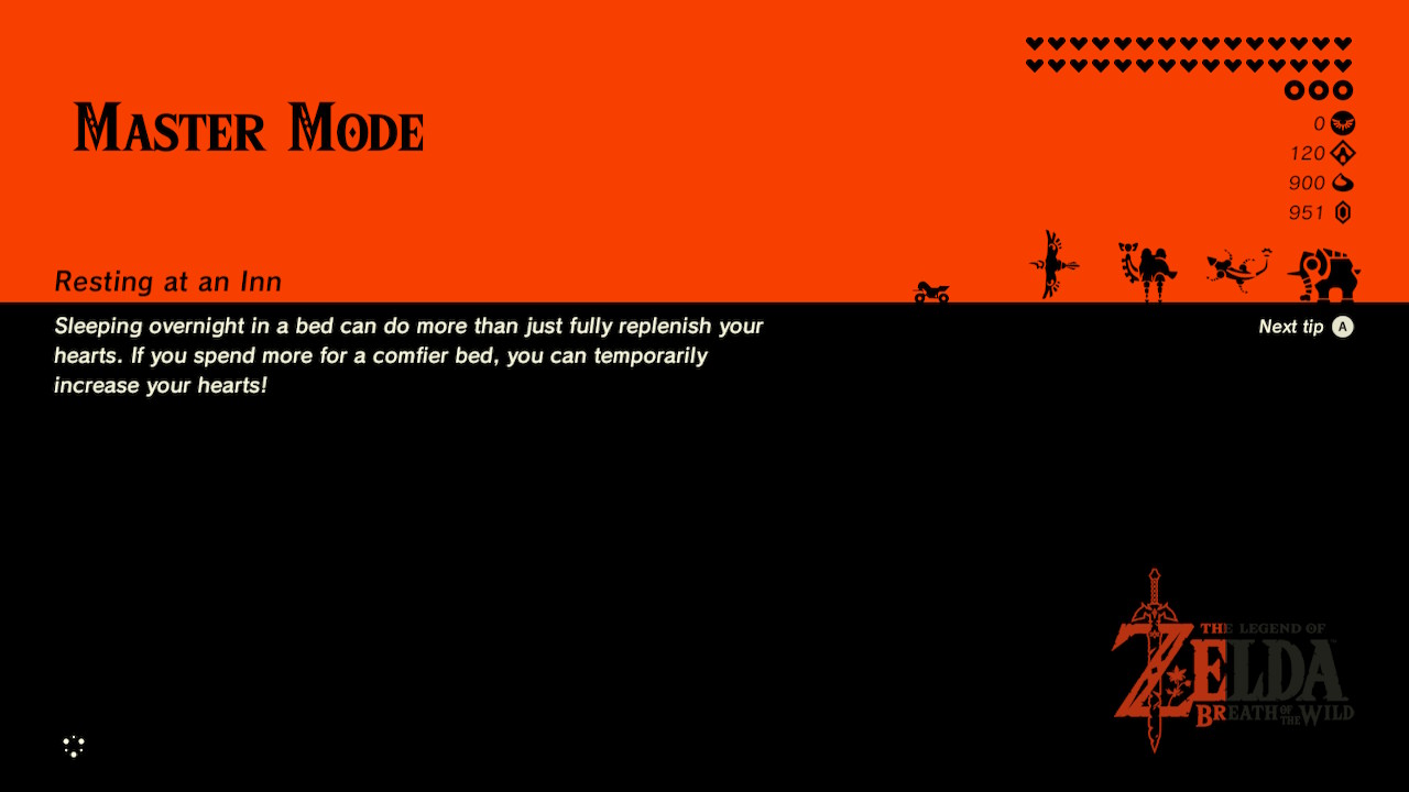 Master mode, all divine beasts, all shrines, all memories, all side