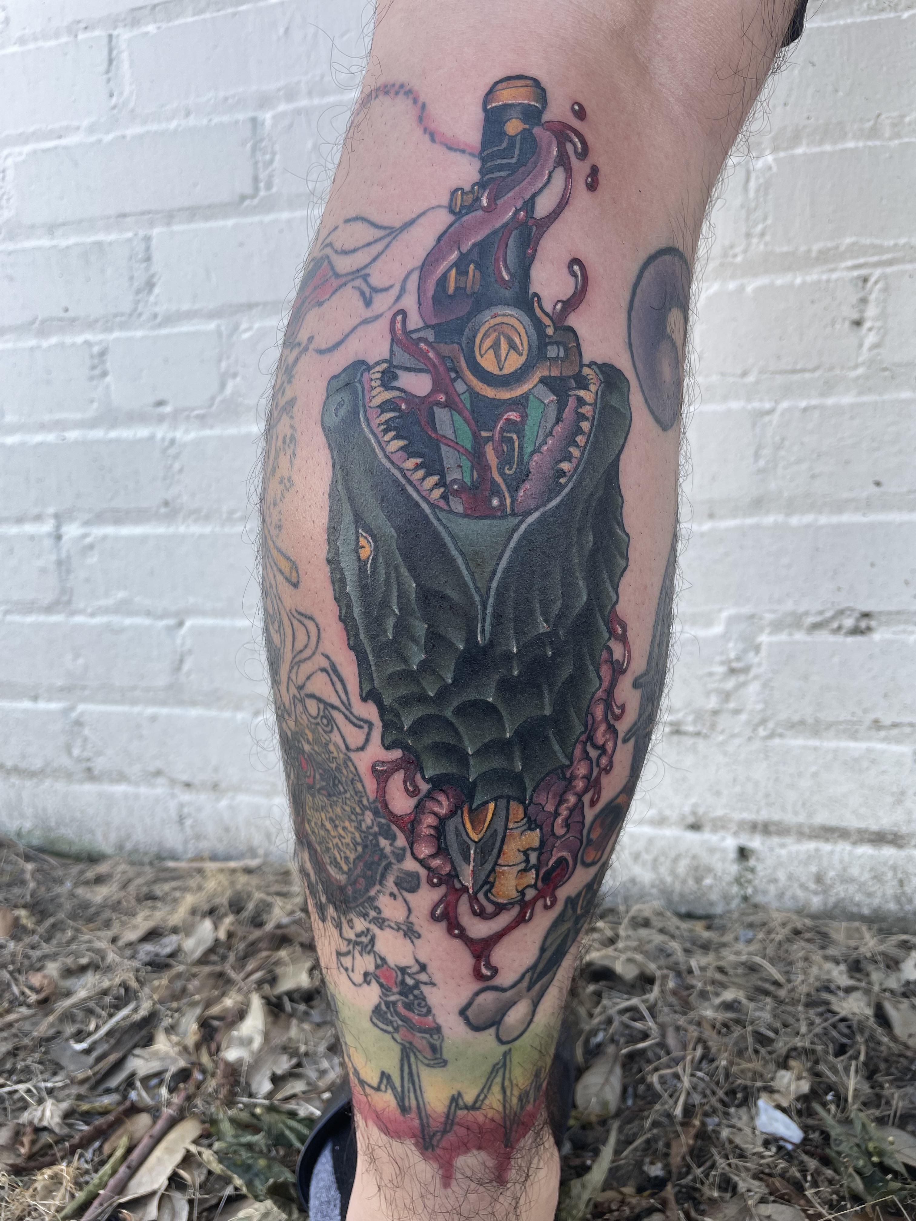 Godzilla/w Legacy Dragon Dagger by Billy Weigler Folklore Trading Co at Dallas,TX r/tattoos