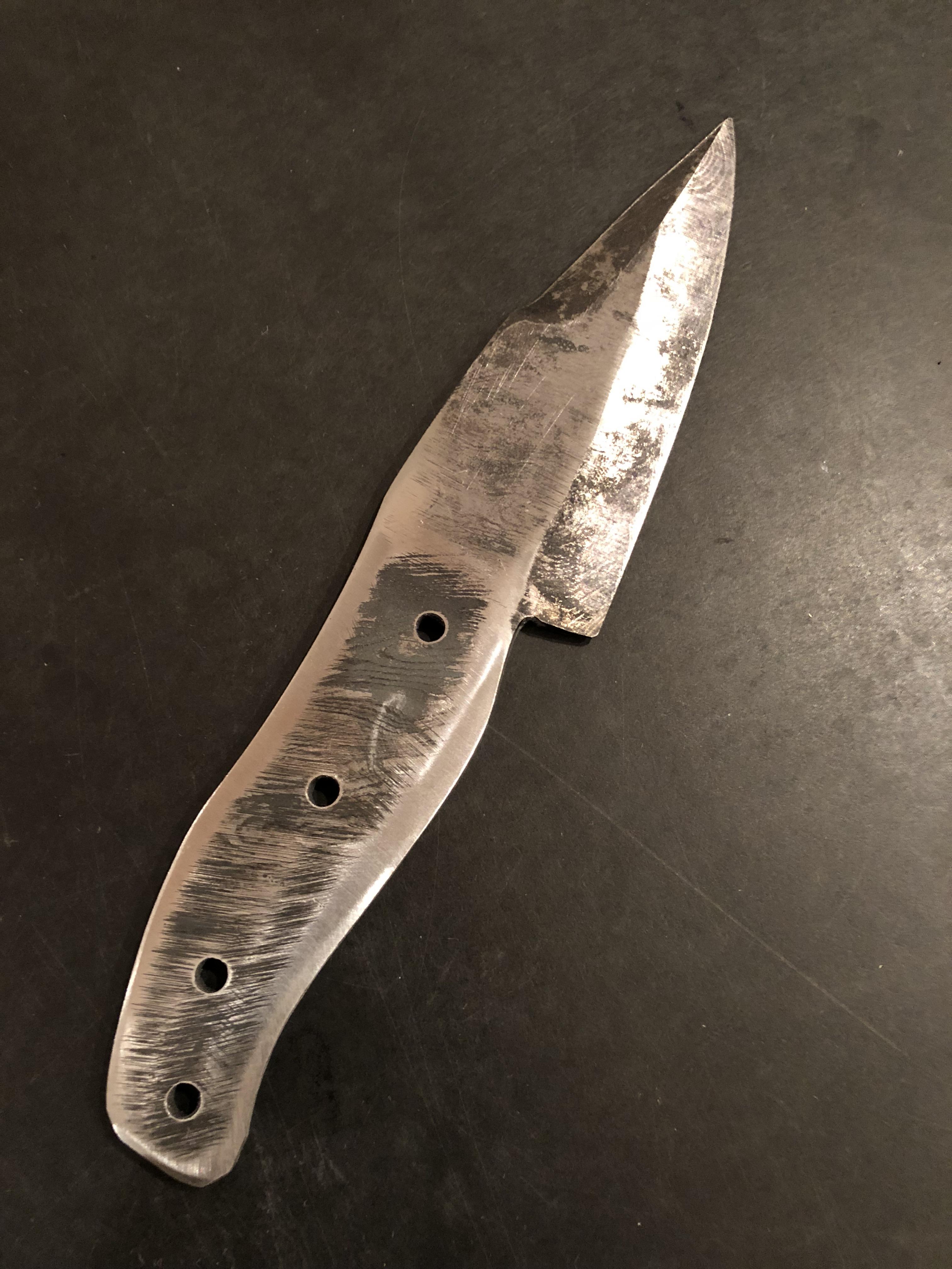 WIP of my first knife with real steel. I'd done railroad spike and