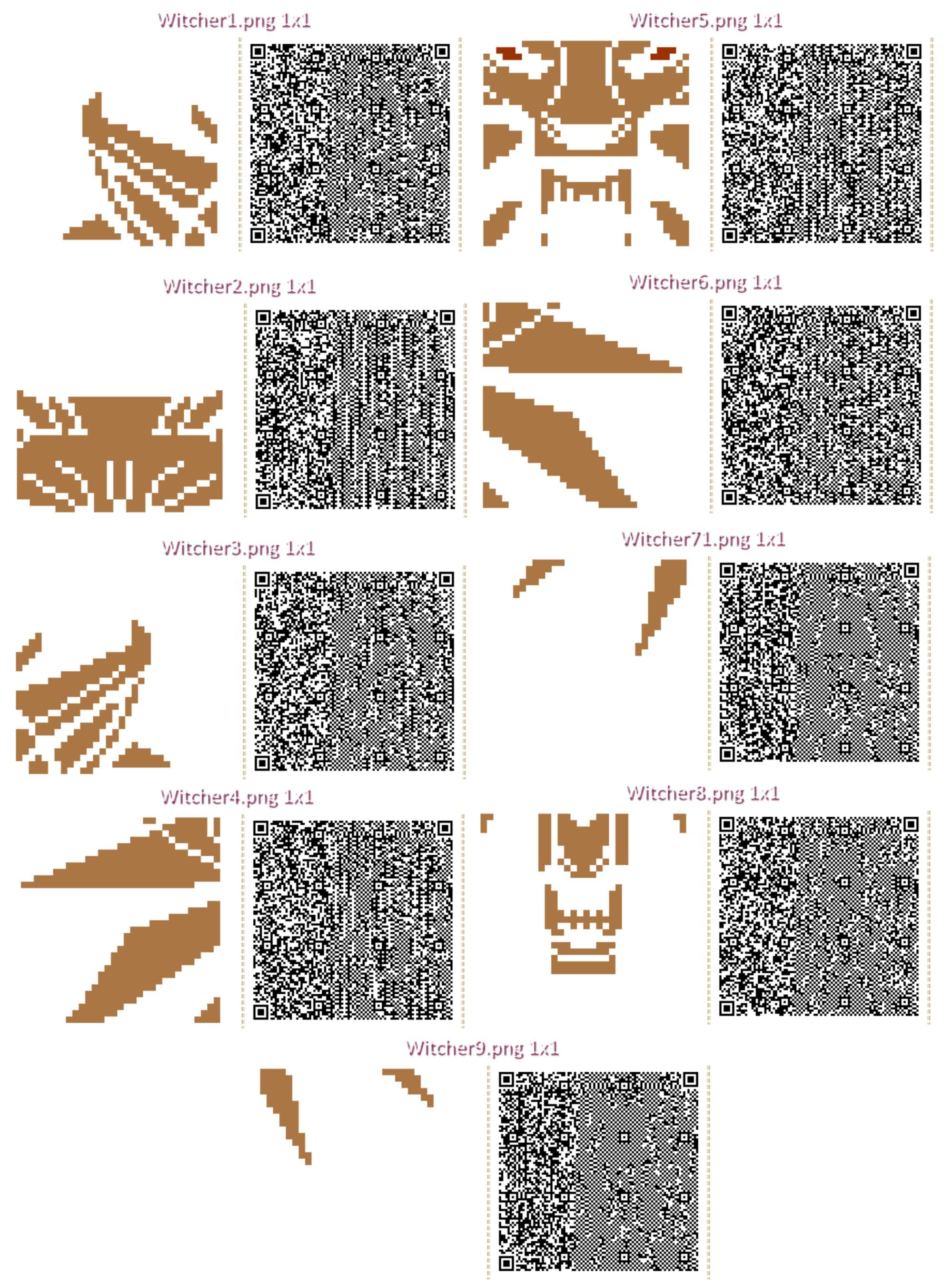 Here are the QR codes for the Witcher design seen on my last post AnimalCrossing