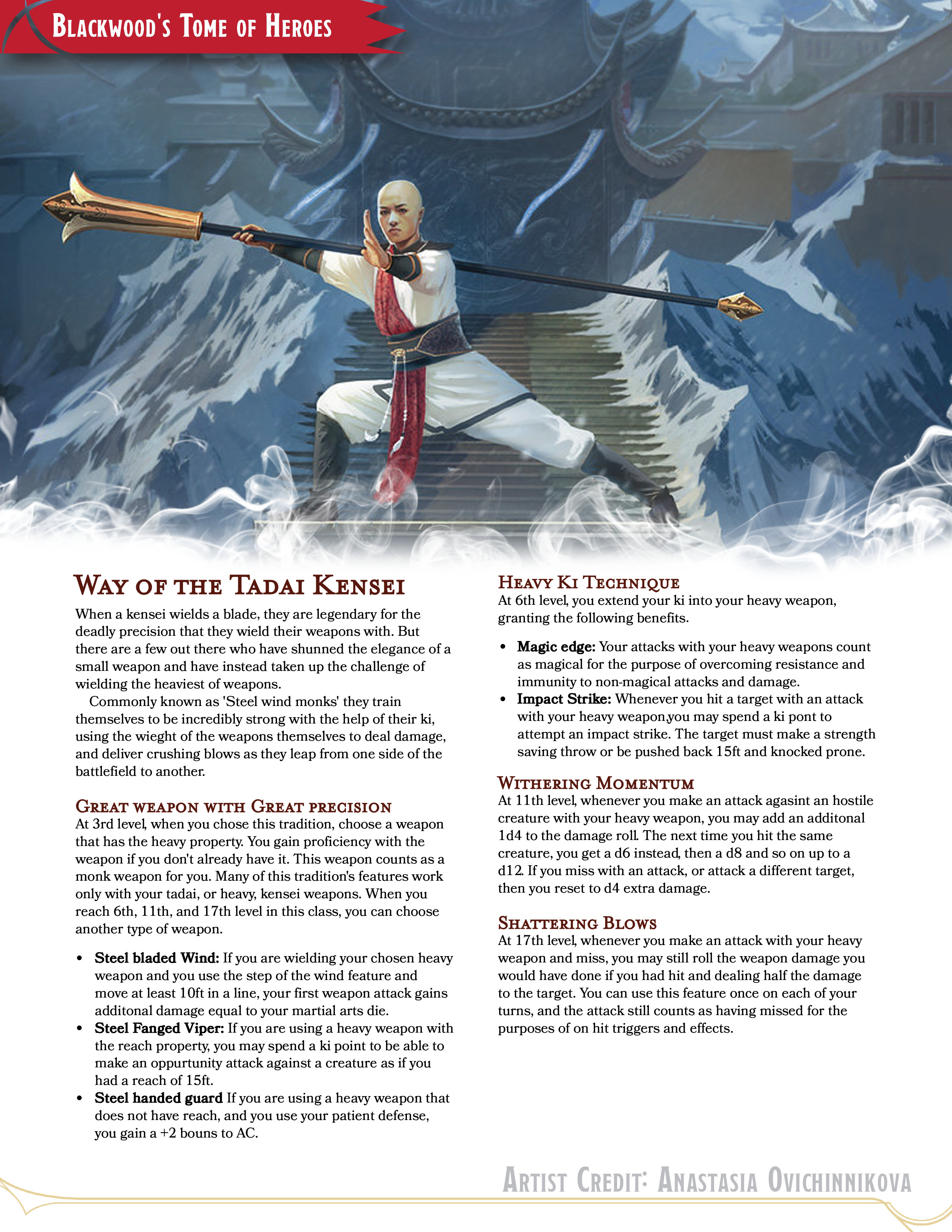 [OC] Way of the Tadai Kensei // A monk that wields heavy weapons with