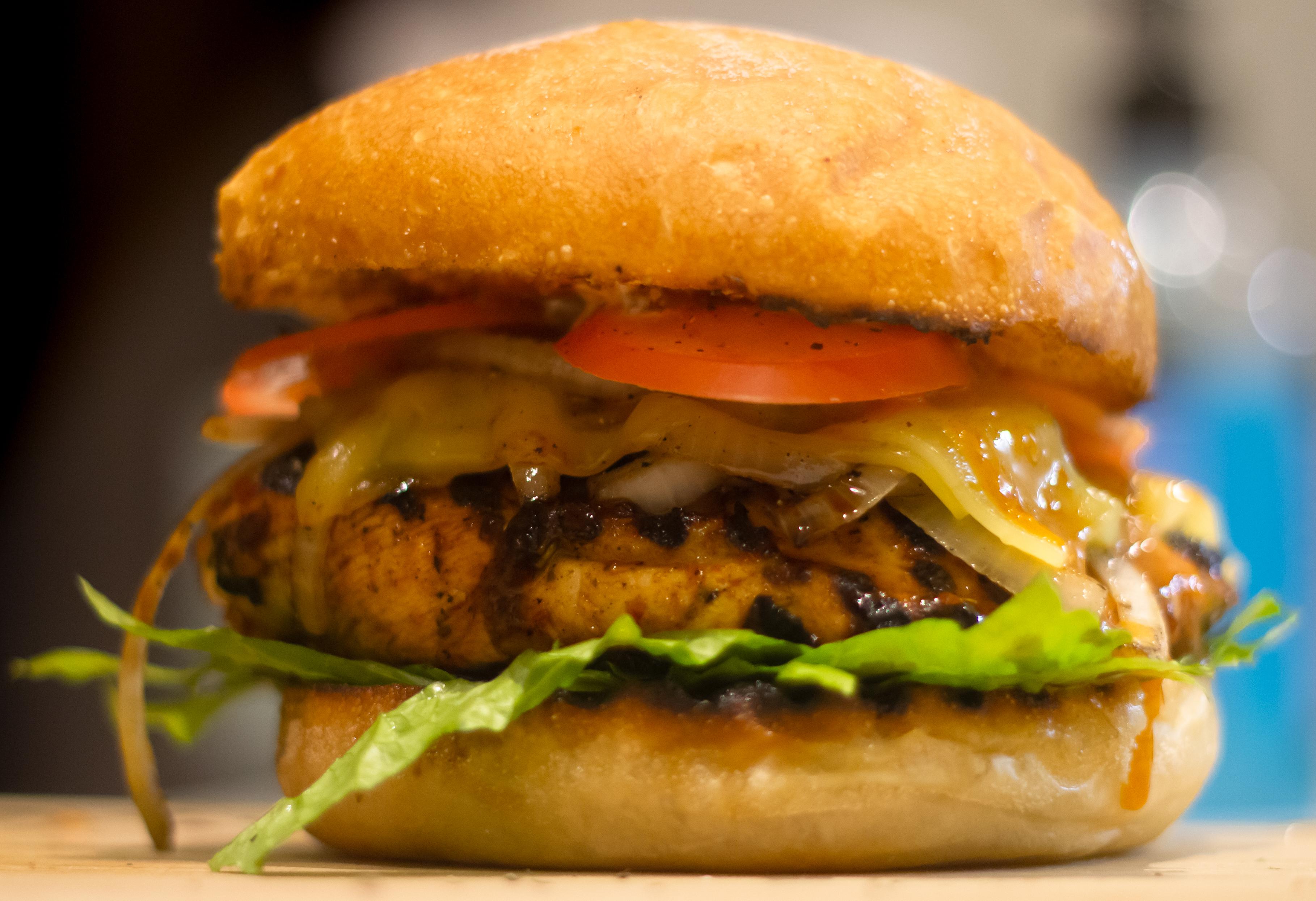 [Homemade] Periperi, lemon and herb grilled chicken burger. r/food